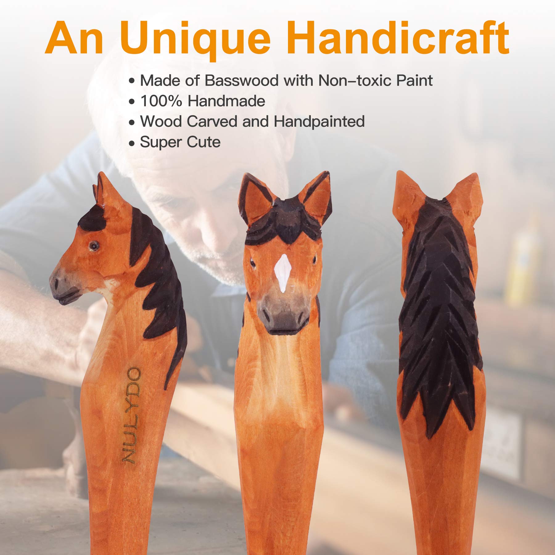 Bolígrafo de gel de animales tallados en madera 100 % hecho a mano | Caballo, bonito material escolar de papelería, suministros de oficina, divertido bolígrafo de escritura, bolígrafo de regalo