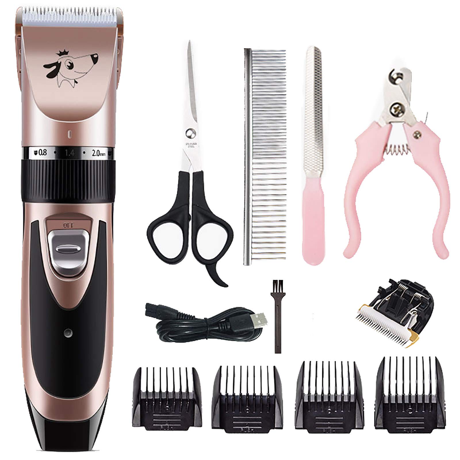 Tondeuses pour chiens sans fil rouge avec kit complet de toilettage