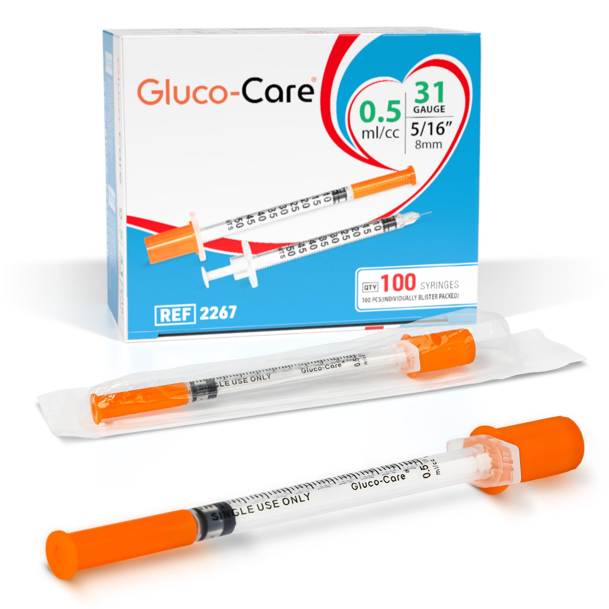 GLUCO-CARE 1ml /cc Syringes 31G x 5/16’’ (8mm), Orange Cap, Box of 50 pcs — Amazon image 14