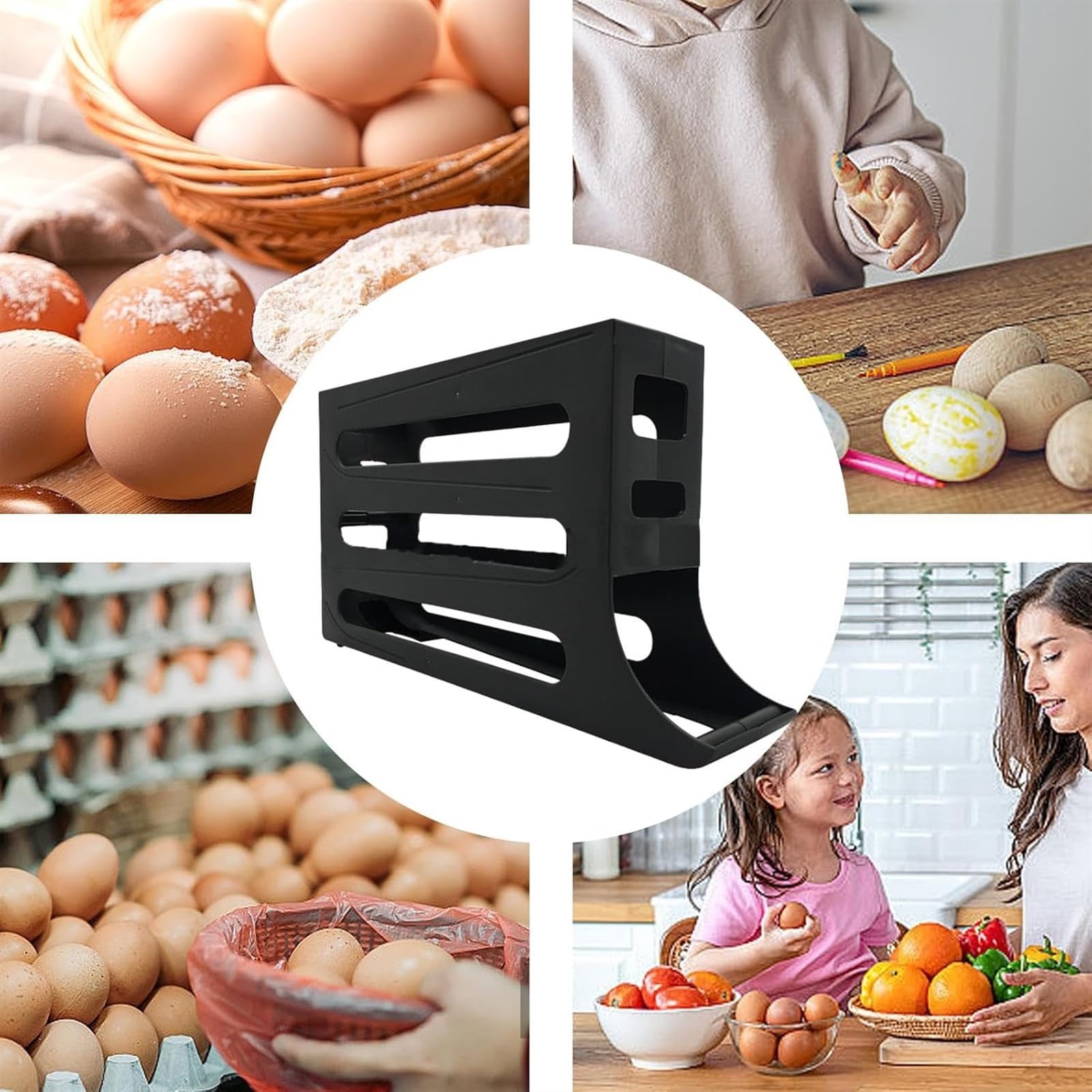 Soporte para huevos para refrigerador, organizador automático de 4 niveles, capacidad para 30 huevos, ideal para almacenamiento de encimera de cocina