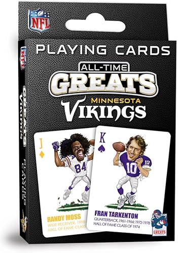 MasterPieces Naipes - Naipes de Minnesota Vikings All-Time Greats - Baraja de cartas con licencia oficial para adultos, niños y familia