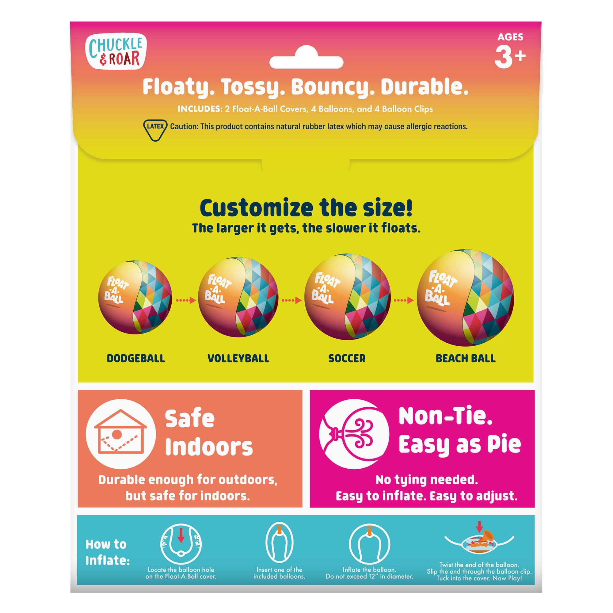 Chuckle & Roar - Float-a-Ball - Outdoor Active Play Fun - Safe and Durable - Multiple Sizes - Ages 3 and Up