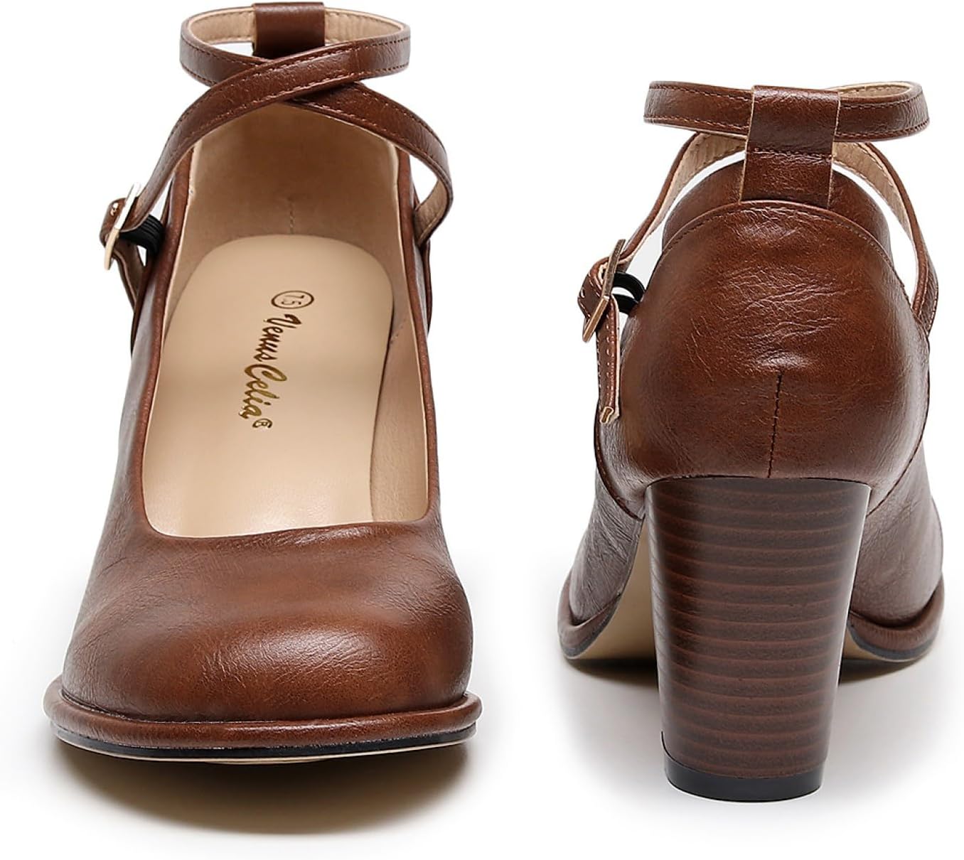 VenusCelia Women's X Strap Pump Heeled Shoe - Image 5