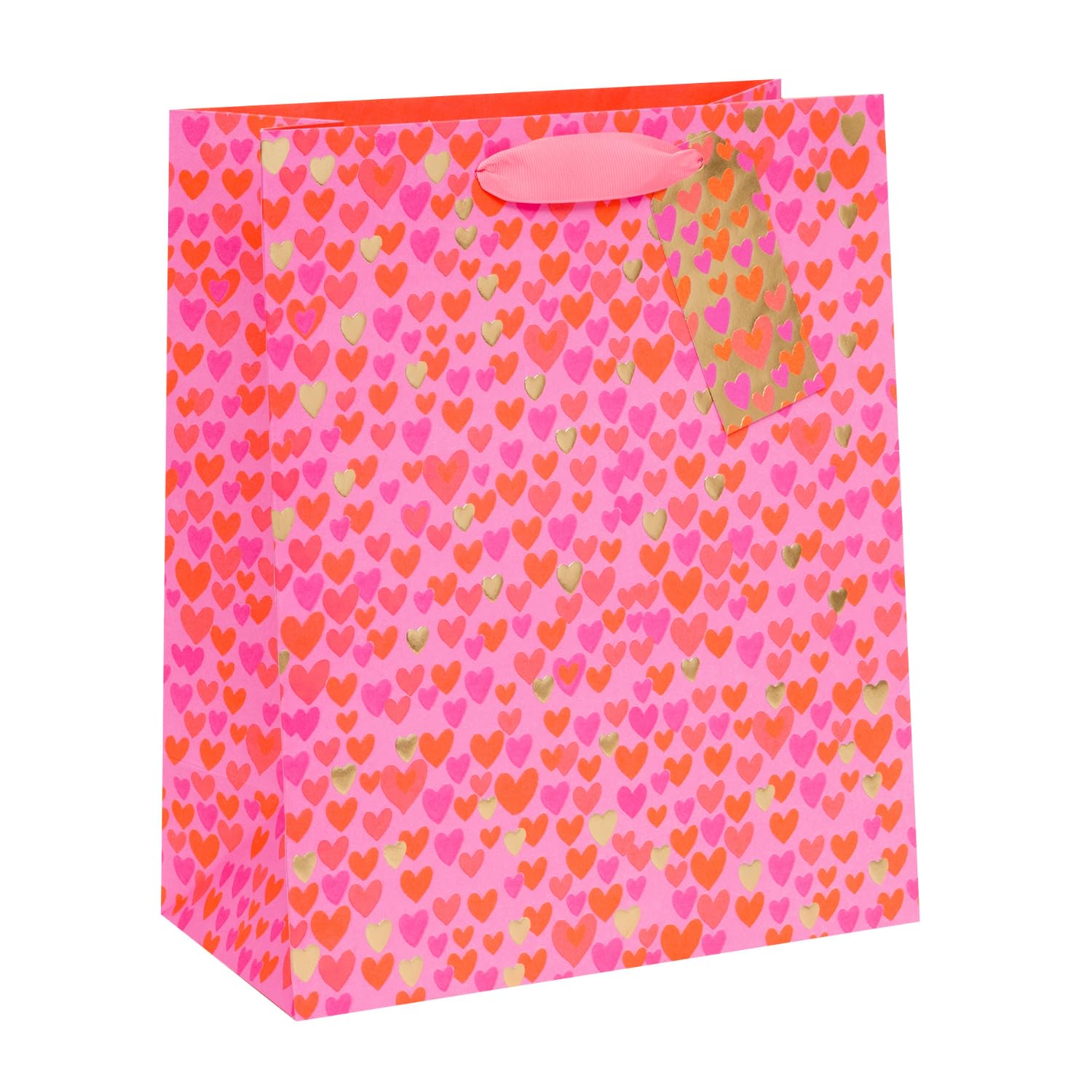 Glick Luxury Pink & Red Hearts Valentine's Day Gift Bag, Suitable for Mother's Day and Other Celebrations, Gift Bag for your Valentine 26w x 31.5h x 13.5d cms, Pink & Red