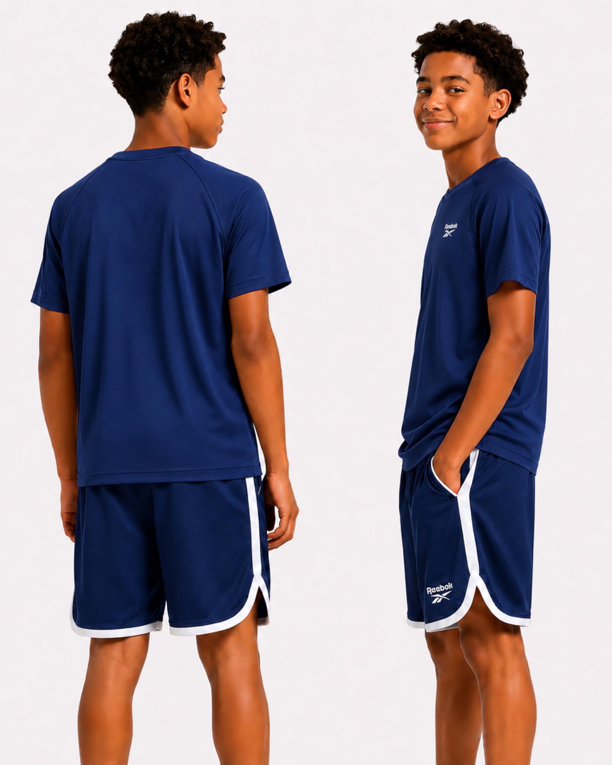 Reebok Jungen Sport Shorts Set - 3-teiliges Sommeroutfit mit Grafik T-Shirts und Basketballshorts für aktive Kinder