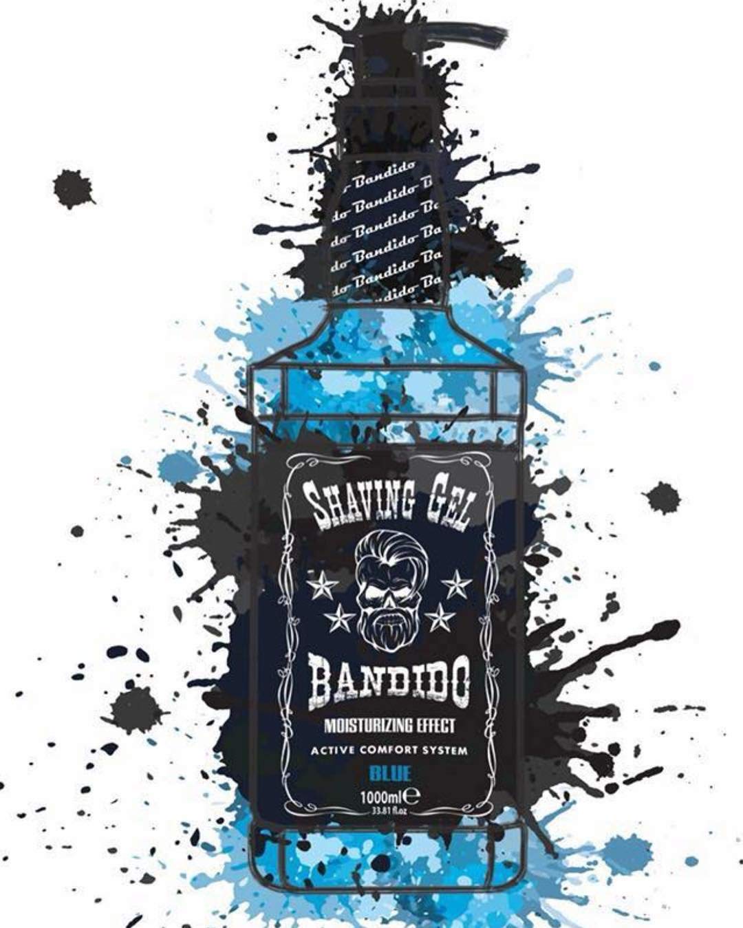 Bandido Shaving Gel Men BLUE 2er-Set (2 x 1000ml) Rasiergel blau transparent Männer Rasur Herren nicht-schäumend präzise Rasur der Bartkonturen mit jeder Rasierklinge (Blue 2 x 1000ml)