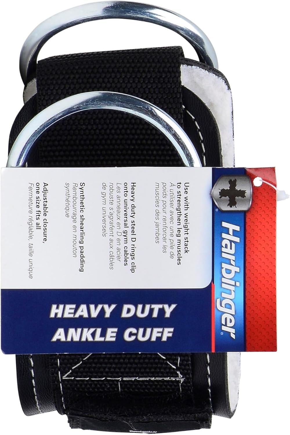 Harbinger 3'' (7.62cm) Padded Ankle Cuff with Double Ring Attachment, Black
