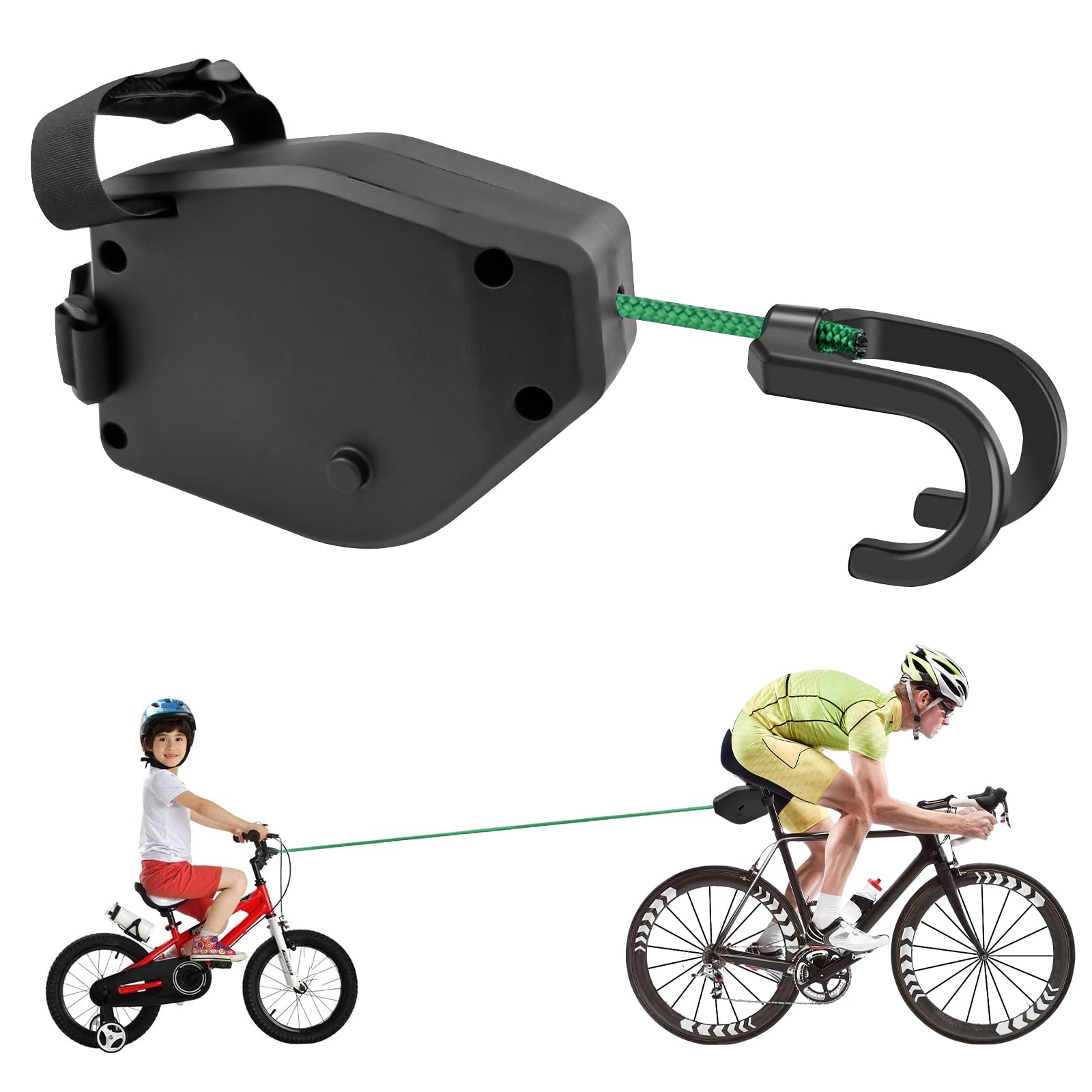 Chiluxendo Abschleppseil Fahrrad Kinder, 2.5m Fahrrad Abschleppseil, Seil für Fahrradanhänger, Fahrradziehleine, Fahrrad-Traktionsseil, Abschleppstange Fahrrad Kinder für Mountainbike(Schwarz)