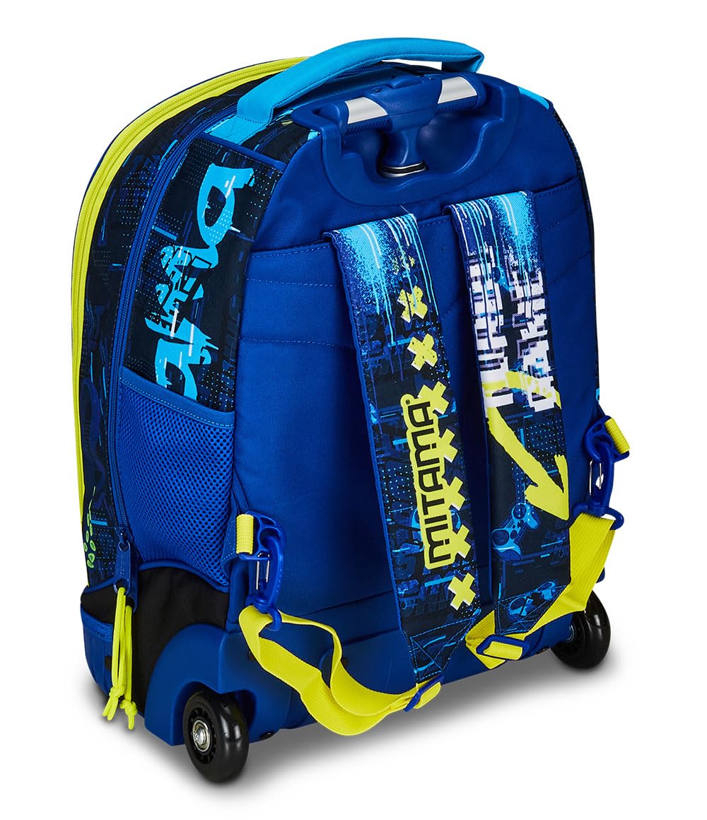 Mitama Trolley Run Scuola Octogamer,Doppio Scomparto, Blu, Scuola Elementare e Tempo Libero, Bambino Ragazzo