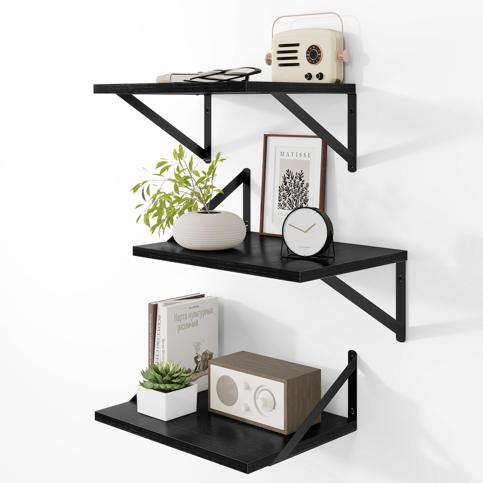 Heimlove Black Floating Shelves - Set of 2 -11