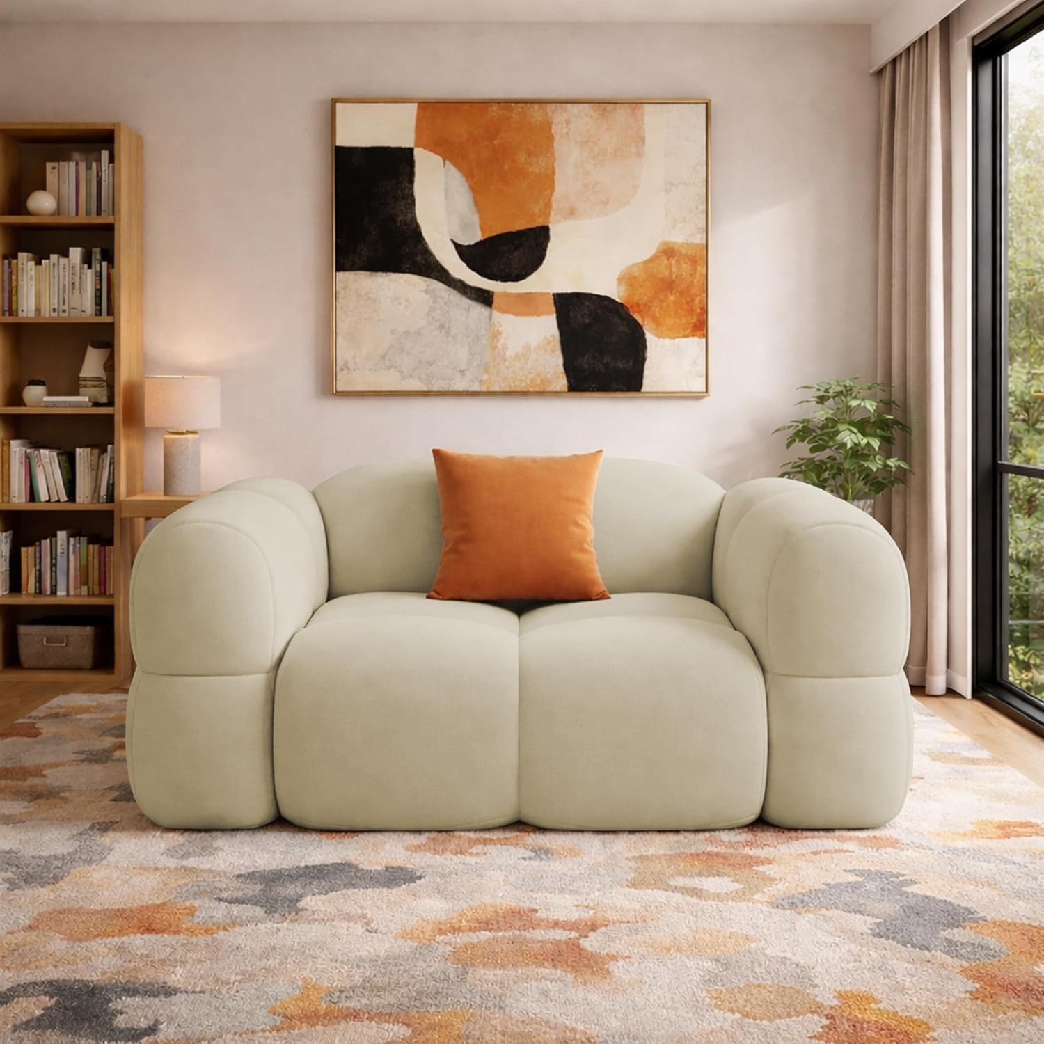 Modern Velvet Bubble Cloud Sofa, Tufted Design Upholstered 2 Seater Sofa Set for Living Room,-image-20