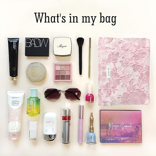 Miniatura 5 de STARDW Bolsas de cosméticos de flores para mujeres y niñas, bolsa de maquillaje de viaje, bolsa de maquillaje de lona de gran capacidad, bolsa