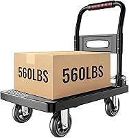 Vista 7 de Carrito de empuje plegable mejorado, plataforma móvil de 560 libras de capacidad, resistente ahorro de espacio, ruedas silenciosas TPR de 360 grados