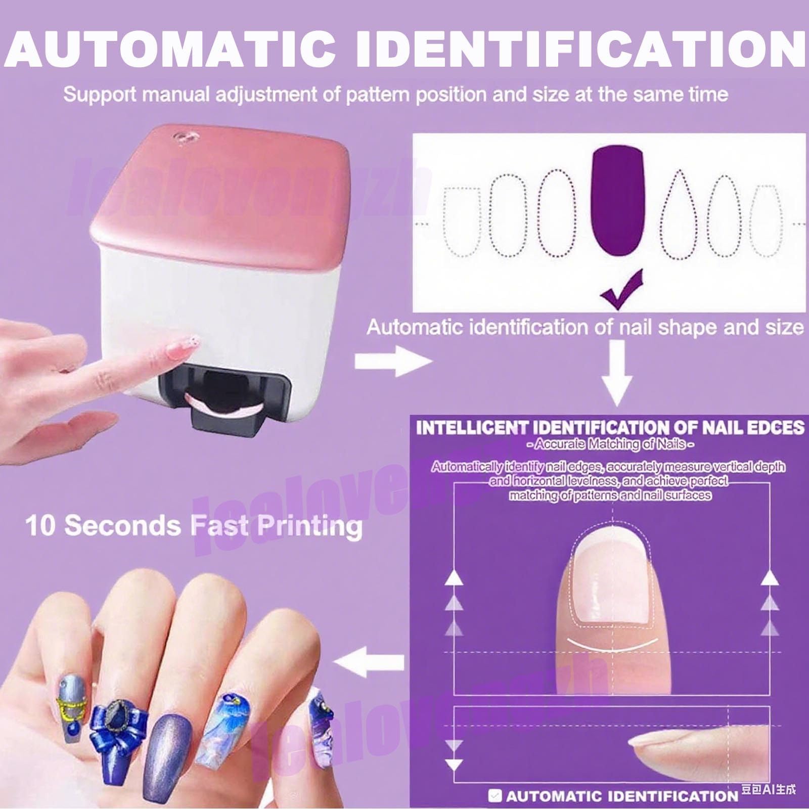 Stampante Portatile Intelligente per Nail Art - Stampante Digitale Mobile per Nail Art - Macchina 3D di qualità Professionale con 4800 Dpi | Studio di Manicure Professionale E Domestico