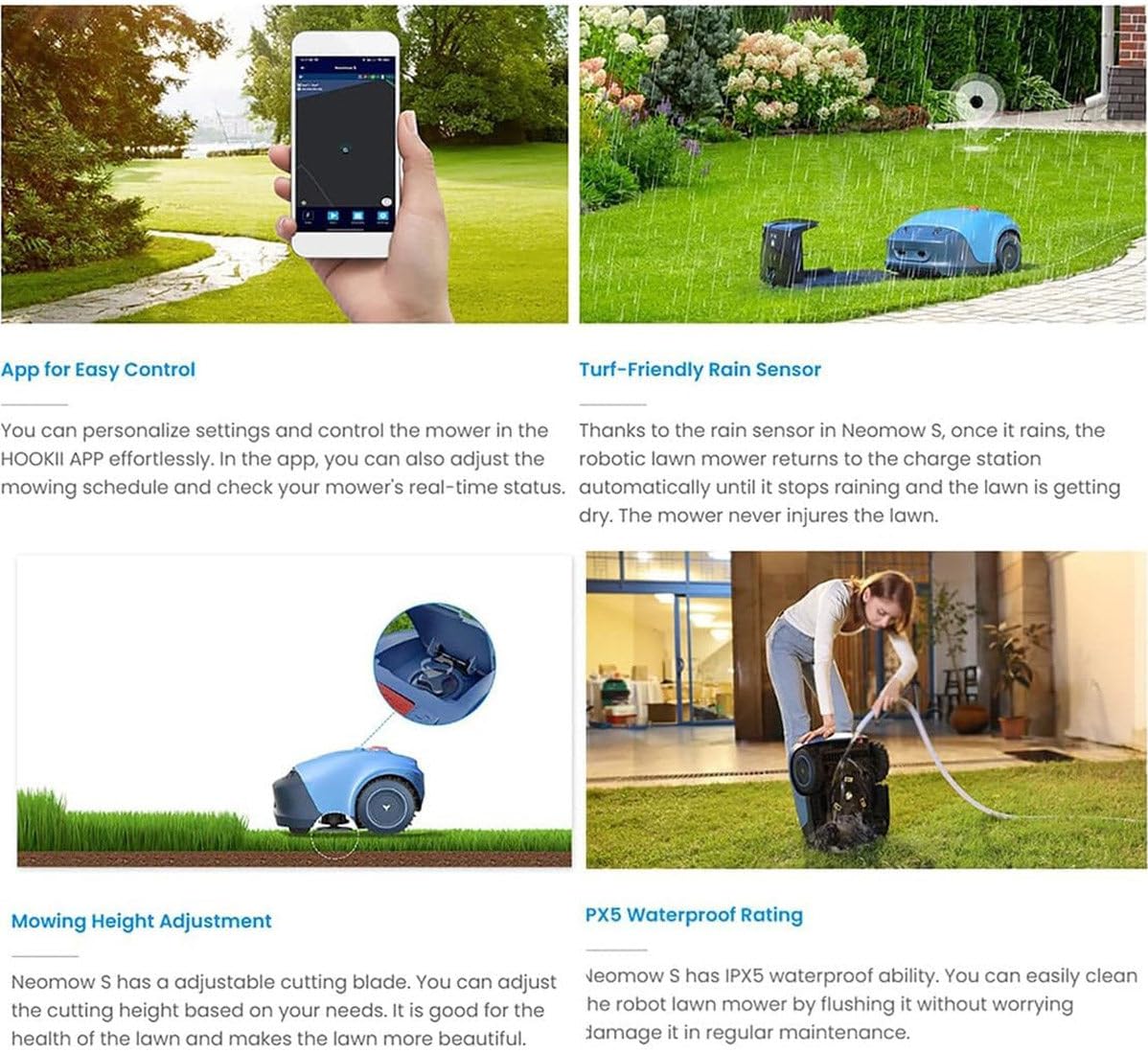 Robot Cortacésped Para Jardines De Hasta 1000m² - Robot Cortacésped Inteligente - (Fácil Instalación, Configurable, Autónomo, Control Remoto Mediante App, Corte Inteligente, Corta Bajo Lluvia)