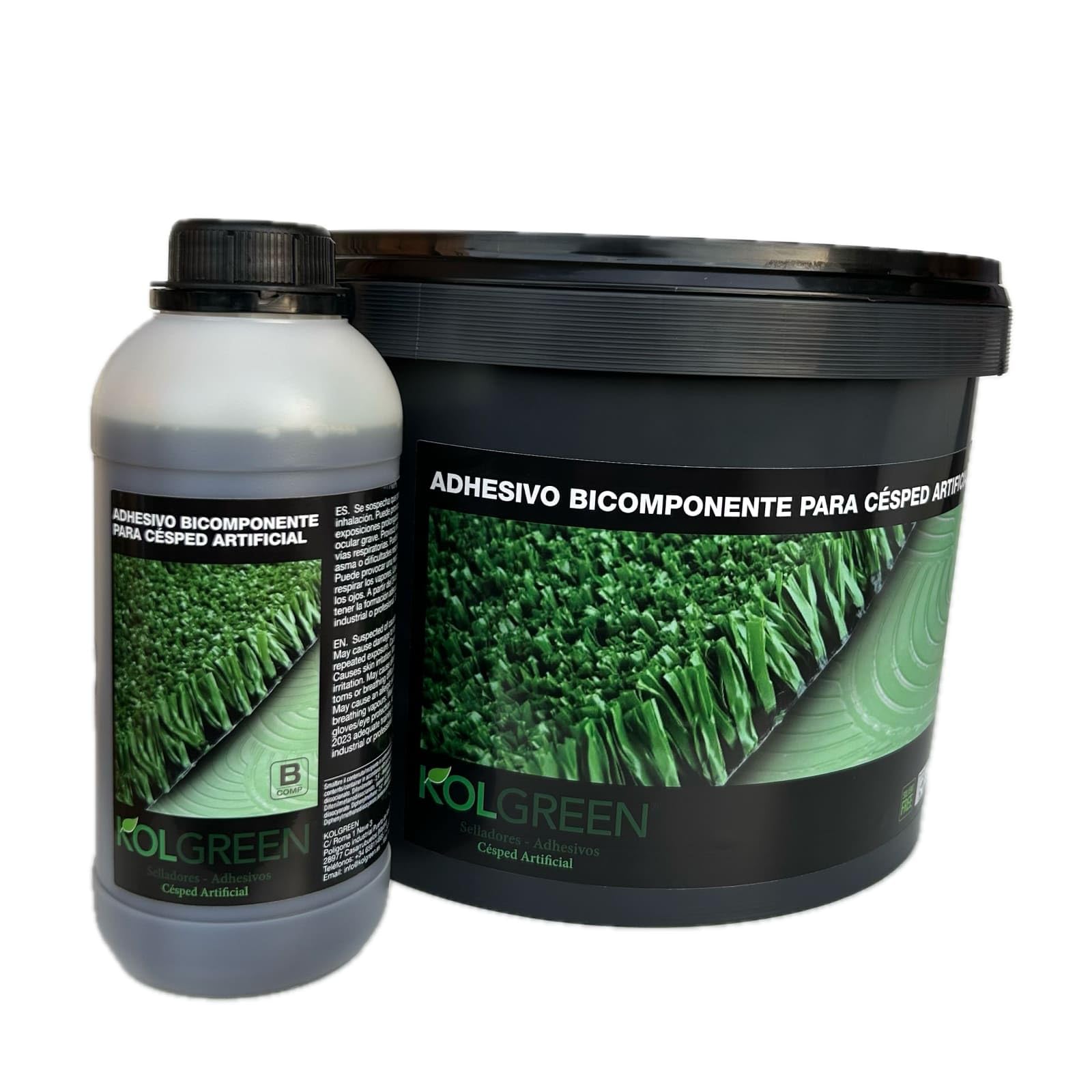 (11 kg en total) - Adhesivo Bicomponente de Poliuretano para Césped Artificial y suelos de Caucho, Ideal para uso interior y exterior, Color Verde