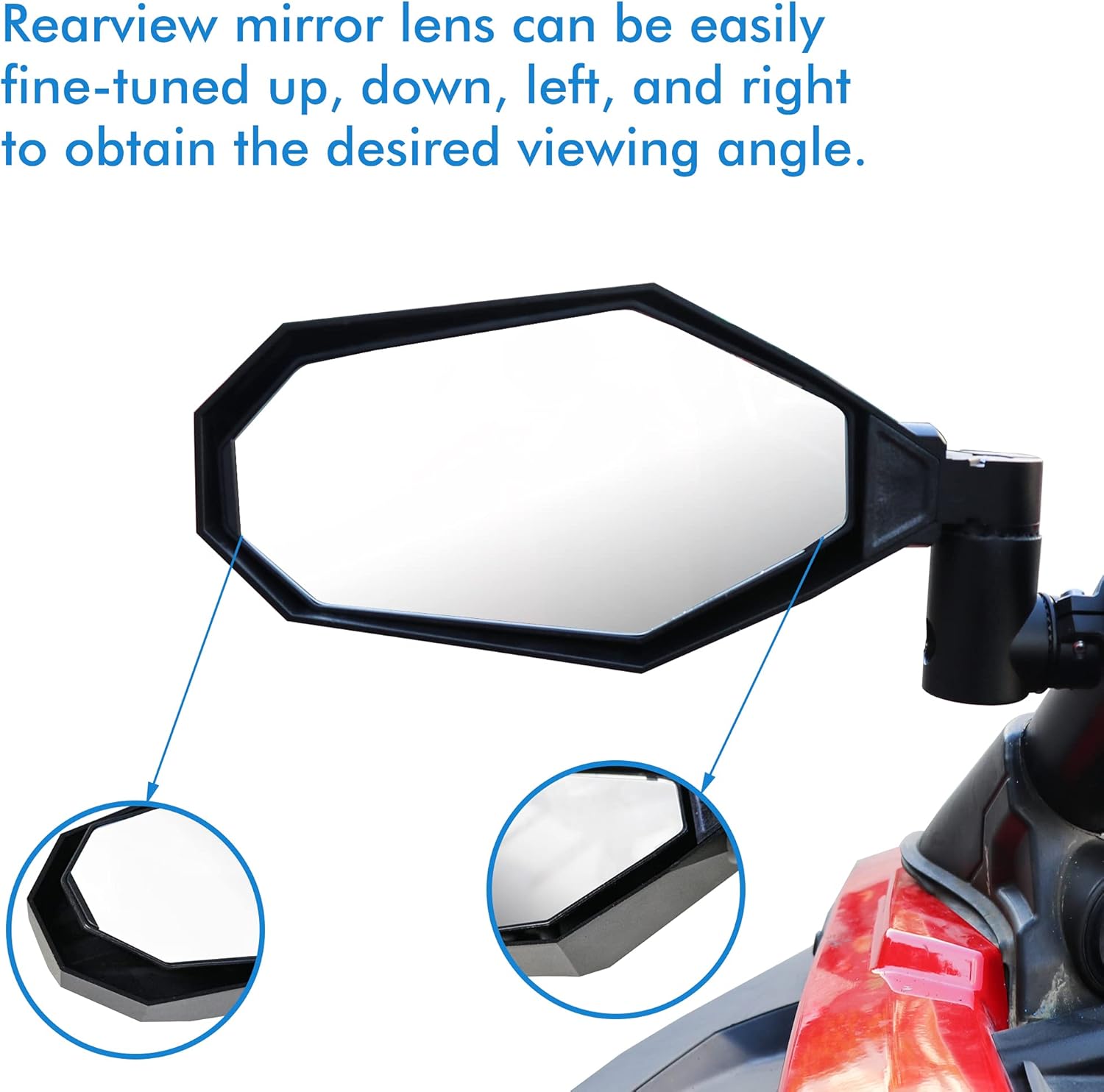 UTV Side Rear View Mirrors 1.75"-2" Roll Bar RZR Rearview Side Mirrors for Polaris Rangers RZR PRO XP 1000 800 900 Can Am, Kawasaki Teryx Yamaha Rhino Adjustable All Aluminium 1 Pairs