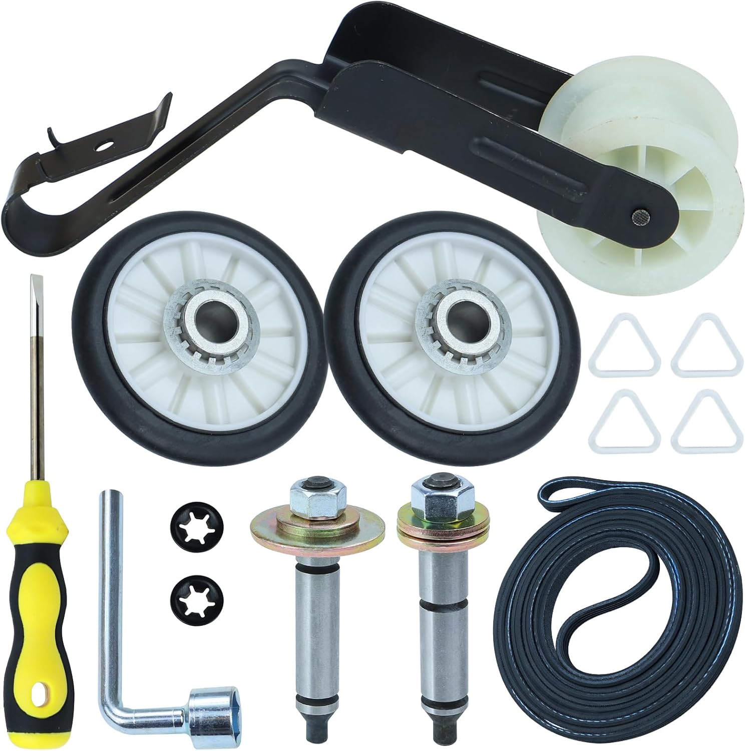 Upgraded 4392065 Dryer Repair Kit with 349241T Dryer Drum Roller Kit, 691366 Dryer Idler Pulley, 341241 Dryer Drum Belt, WPW10359269 and WPW10359270 Drum Support Roller