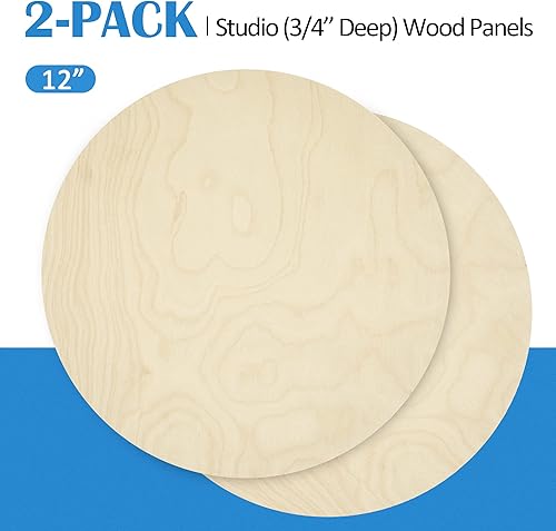 Miniatura 8 de Falling in Art Falling in Art - Juego de paneles de lona de madera de abedul redondos sin terminar, paquete de 2 tablas de cuna de 12 pulgadas de