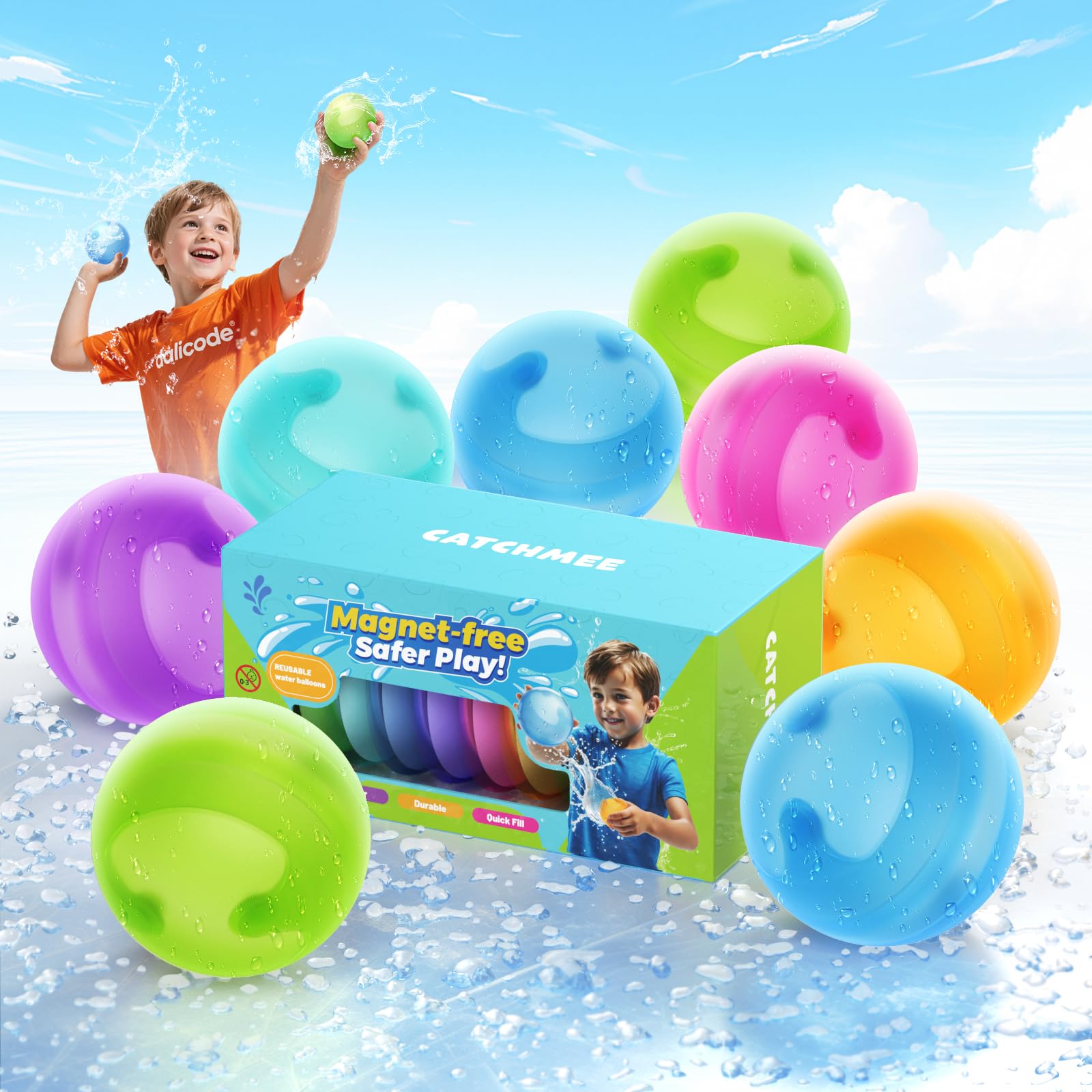 Reusable Water Balloons for Kids - No Magnets, Leak-Resistant Silicone Splash Balls, Quick-Fill & Long-Lasting - Durable Outdoor Water Toys for Summer