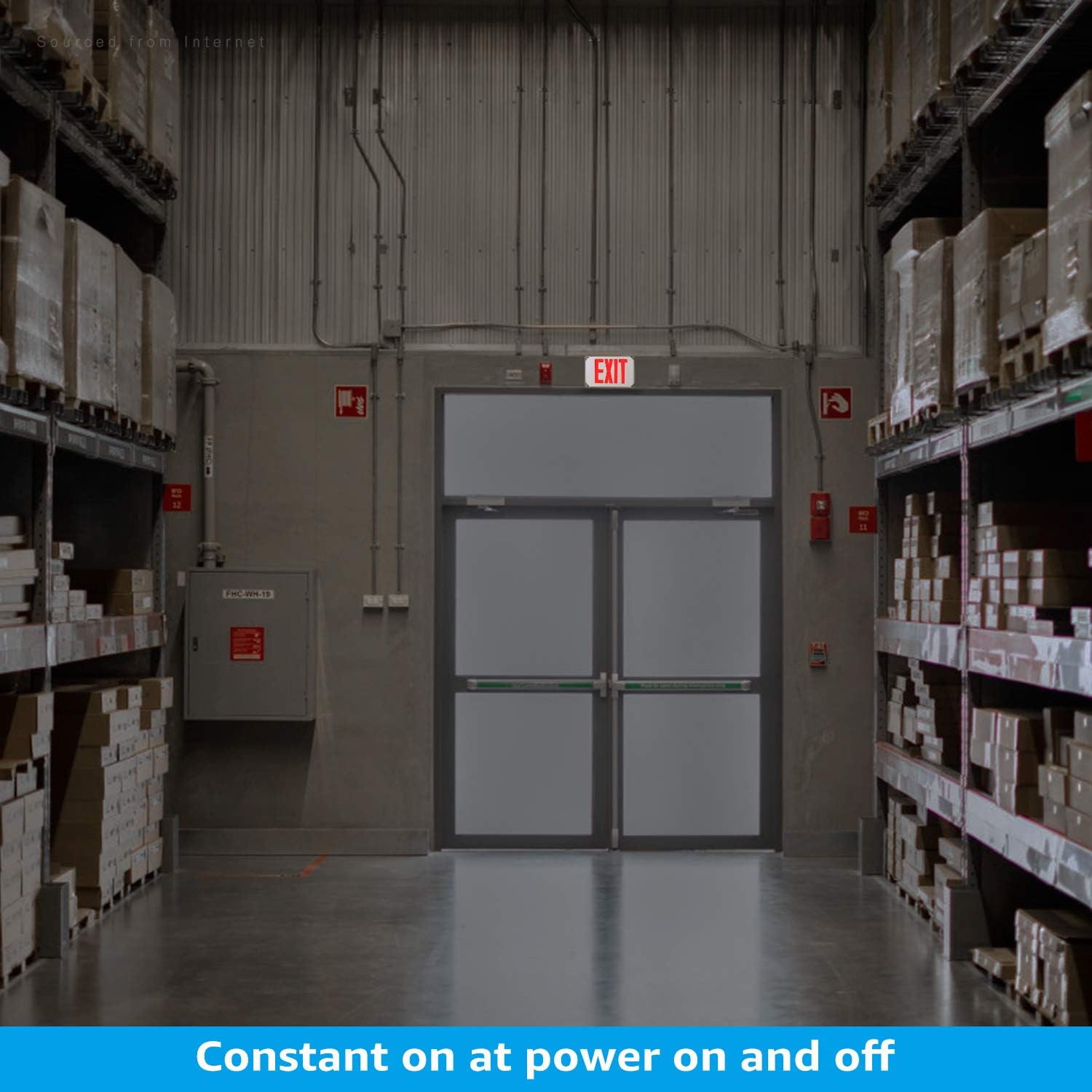 LEONLITE Red LED Exit Sign, Wet Location Exit Light with Battery Backup, UL Listed, Outdoor Hardwired Emergency Lighting with Double Sided, AC 120/277V, Weatherproof Exit Sign, White