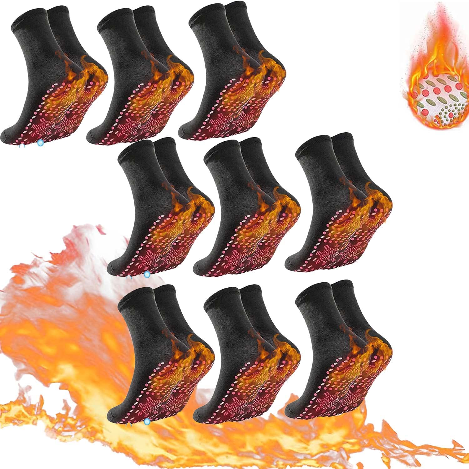 BOBT AFIZ Turmalin Lymphvity Abnehmen Gesundheitssocken, 9pair Tourmaline Slimming Health Sock, Self-Heating Socks, Warm Tourmaline Magnetic Socks, Sports Foot Massage, Sneaker Socks, Self-Heating