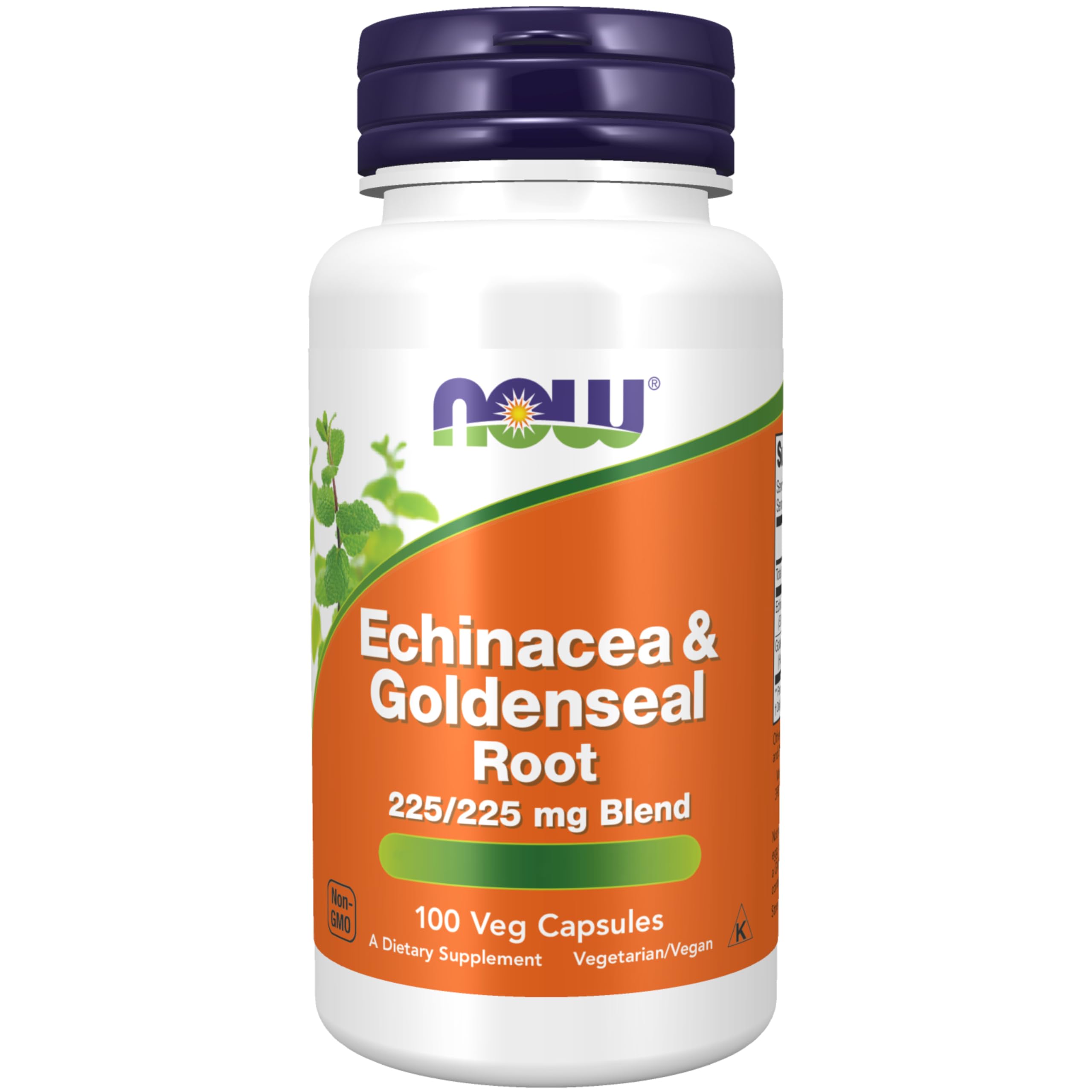 Now Foods Echinacea & Goldenseal Root (Gelbwurz), 225/225mg, 100 vegane Kapseln, Laborgeprüft, Sojafrei, Glutenfrei, Vegetarisch, ohne Gentechnik