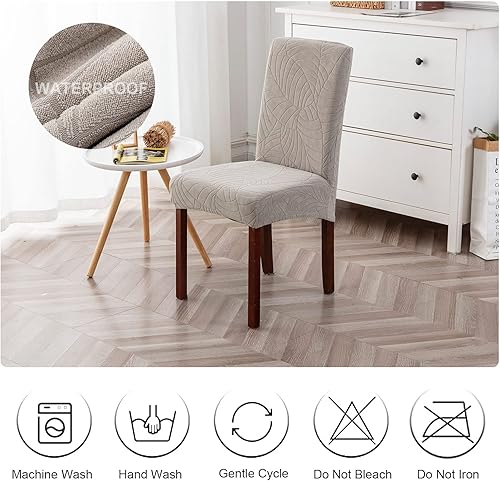 Miniatura 7 de Genina - Fundas impermeables para sillas de comedor, fundas elásticas de Jacquard, extraíbles y lavables, protector de silla para cocina, hotel,