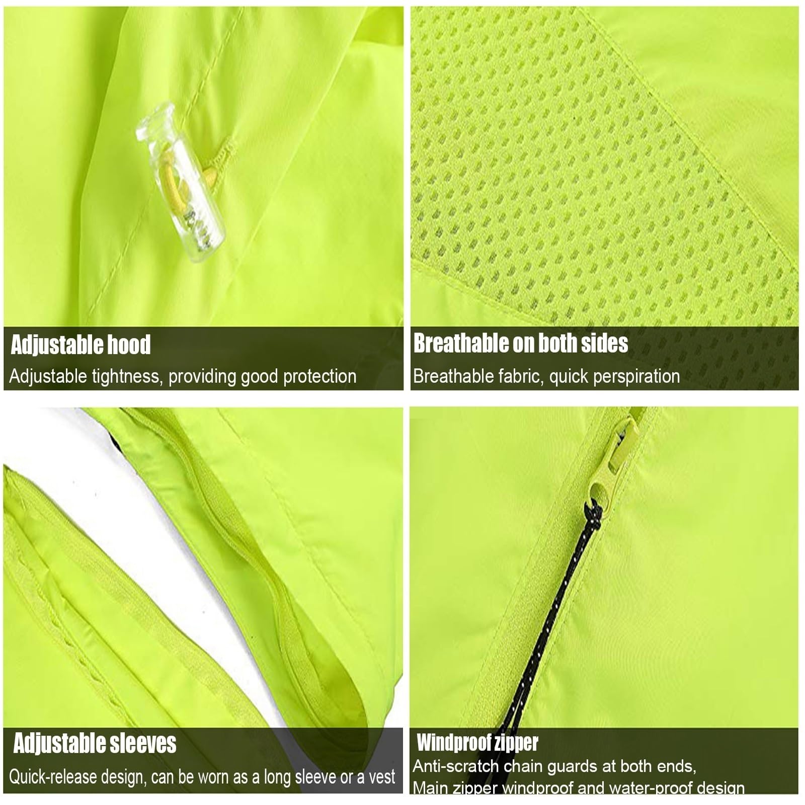 Chaqueta de ciclismo, chaquetas reflectantes impermeables y ligeras para hombres con capucha