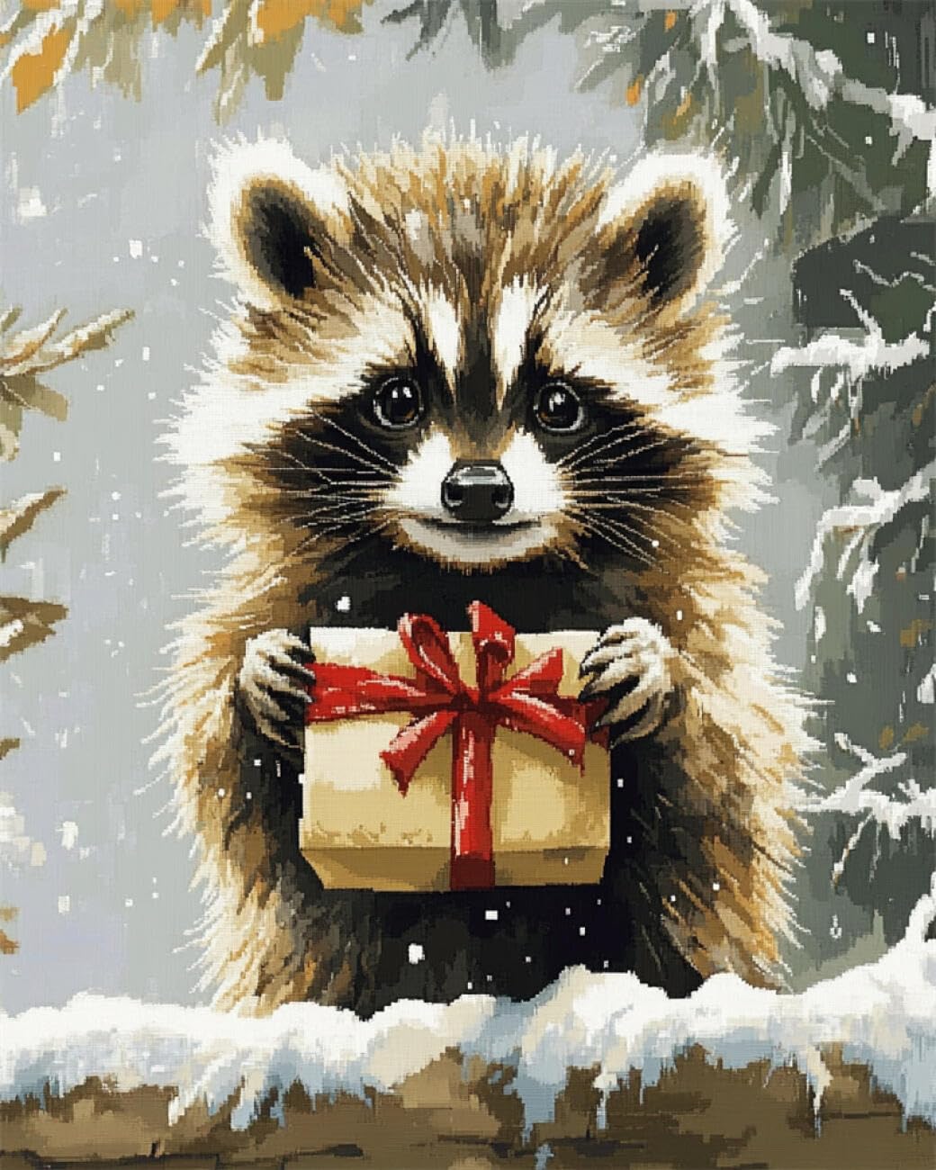 AxiangziK DIY Cross Stitch Kit Cartoon Raccoon 11CT 50x70cm