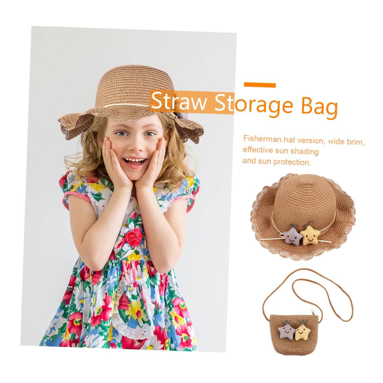 Healeved Sombrero De para Niña Bolso De Playa De Protección UV Sombrero De Sol para Playa Adorable Diseño De Princesa