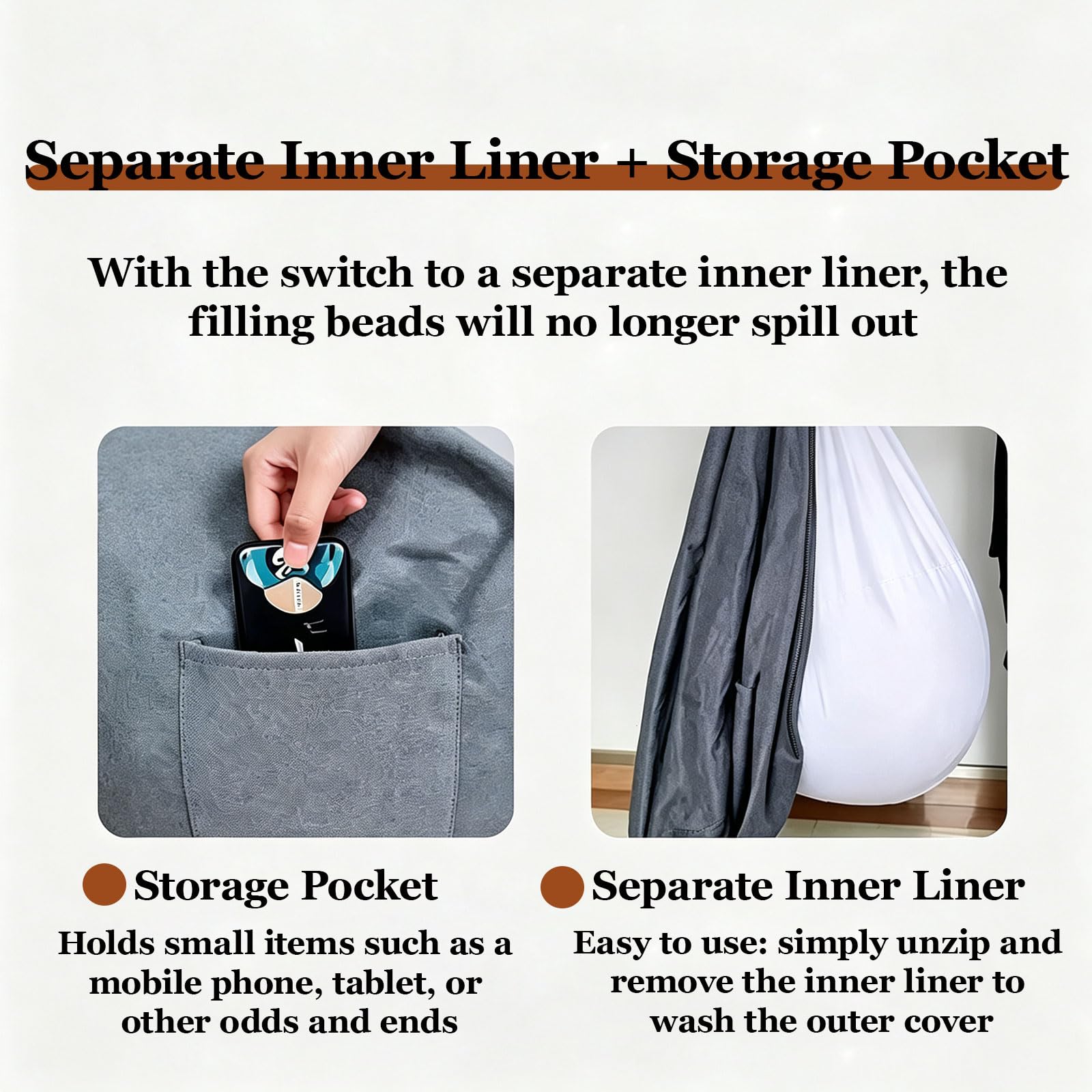 Sitzsack XXL für Erwachsene mit Ottoman