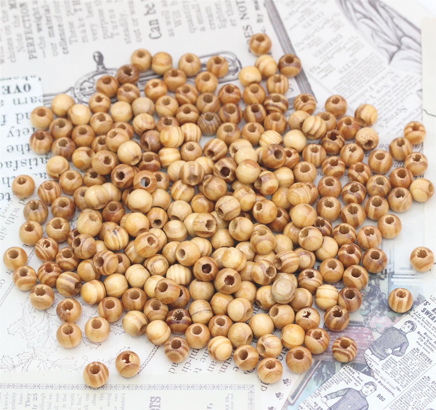 BetterJonny 400Pcs Large Hole Natural Wood Beads, 12mm Round Wooden Spacer Beads for Macrame Bracelet Jewelry Craft Making - Image 3