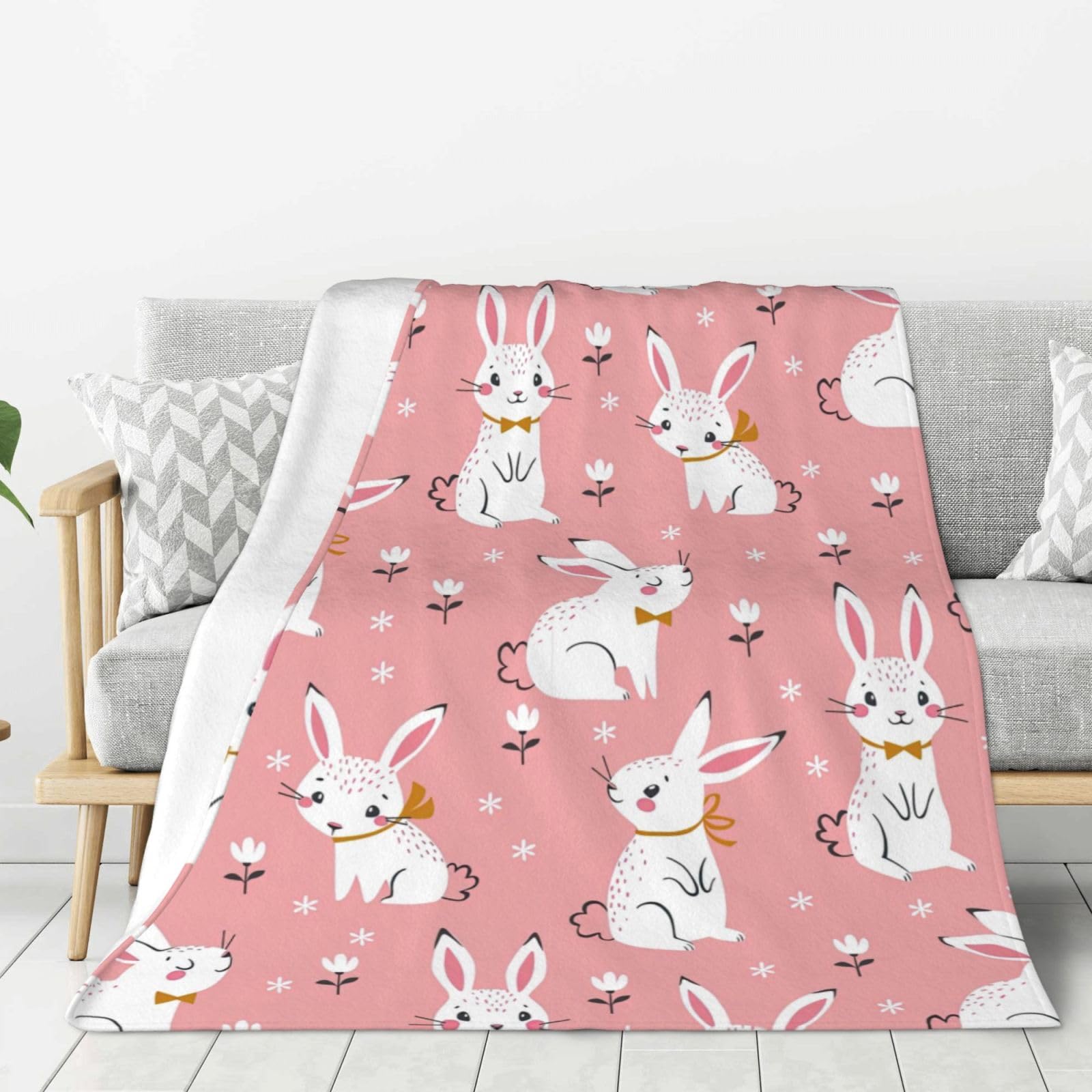 Couverture chaude en flanelle lapin blanc pour vos soirées cocooning