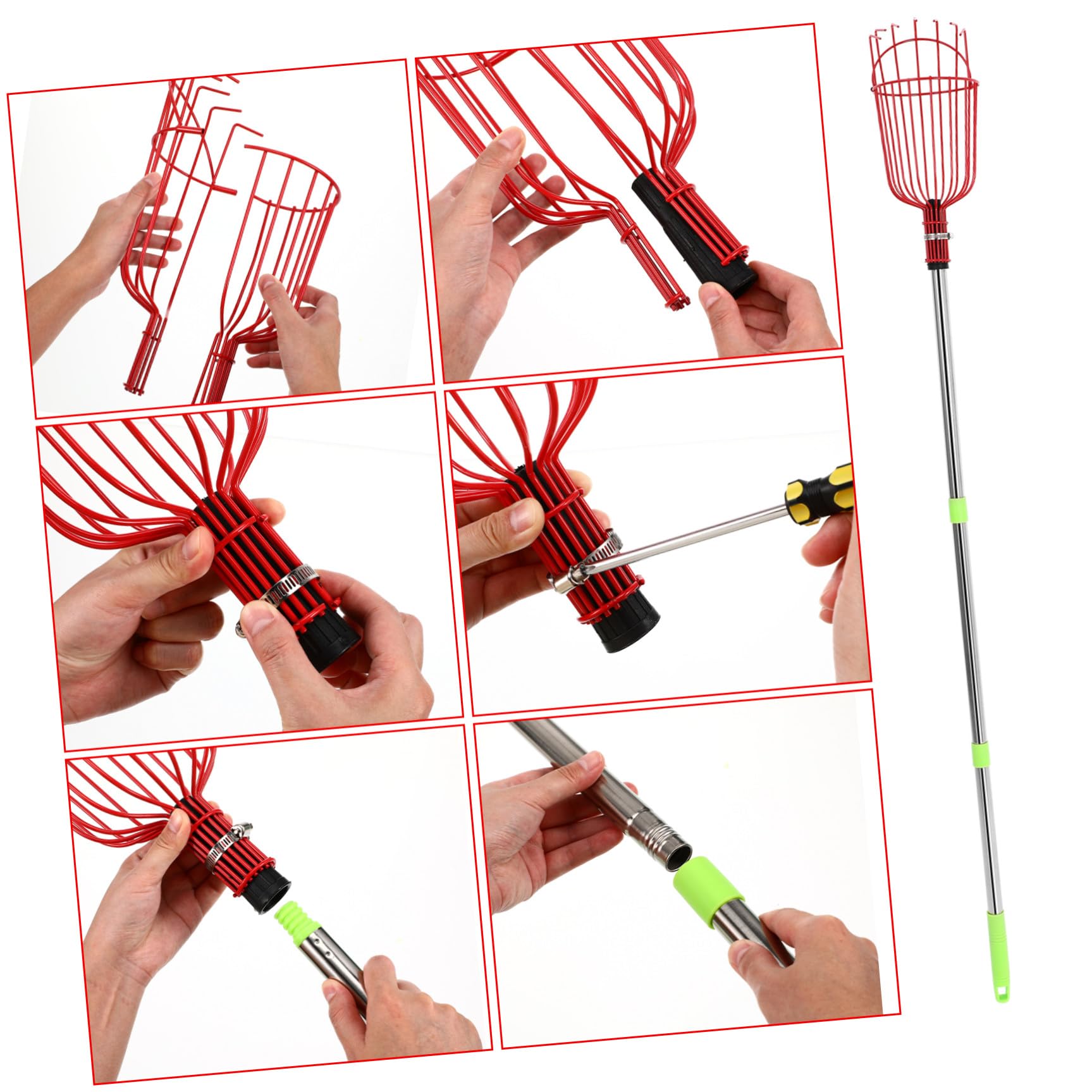 Raccoglifrutta Telescopico in Acciaio Inox 1,2 M Cestello Imbottito e Testa ad Artiglio, Strumento Leggero per Raccolta di Arance, Limoni e Pere da Alberi Alti, Utensile Versatile