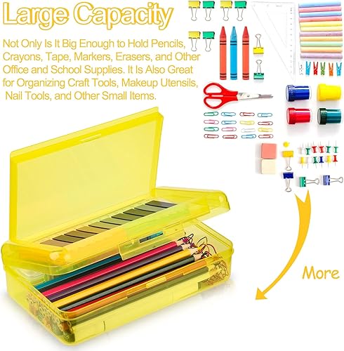 Miniatura 4 de Caja de lápices, cajas de lápices de gran capacidad, 2 compartimentos, estuche rígido con tapa hermética, caja organizadora de almacenamiento de