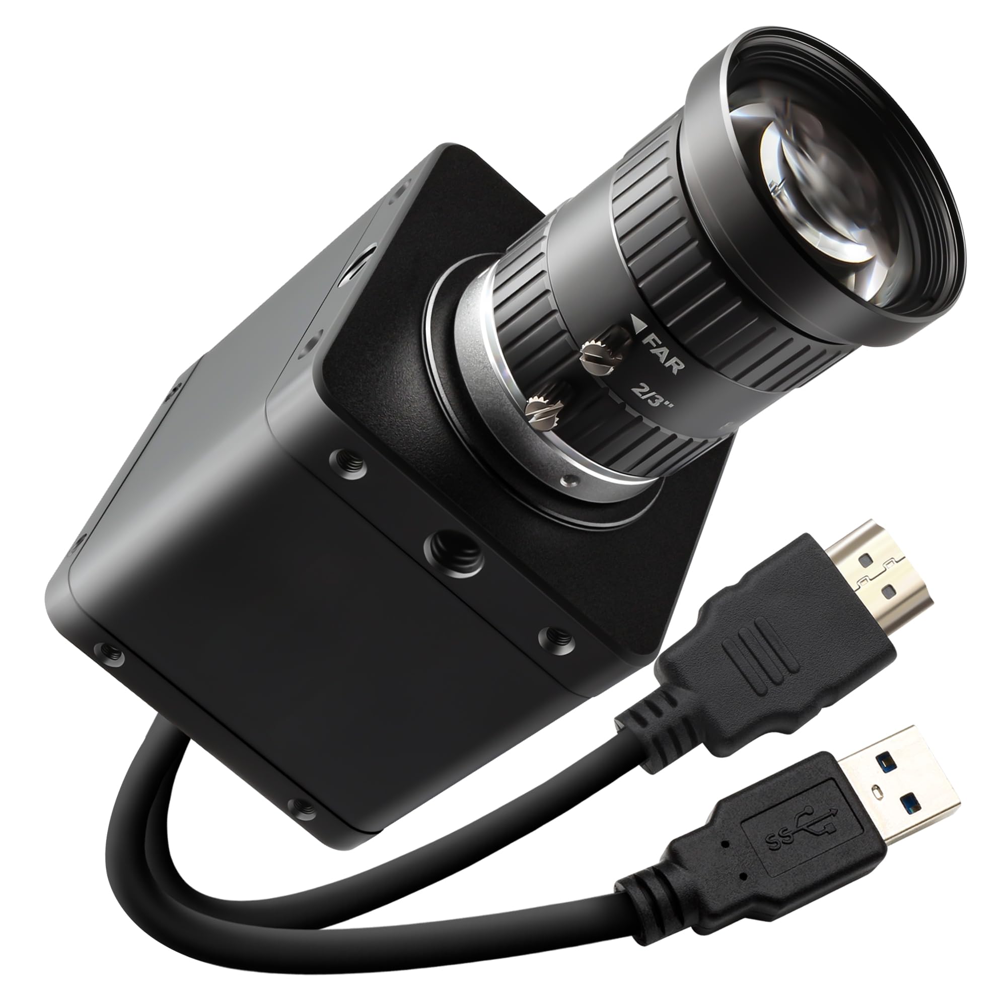 Svpro Fotocamera industriale 4K 60fps, USB 3.0 e HDMI Dual Output, obiettivo manuale CS-Mount da 8 mm, IMX678 Low Light UVC Webcam per microscopia e visione a macchina
