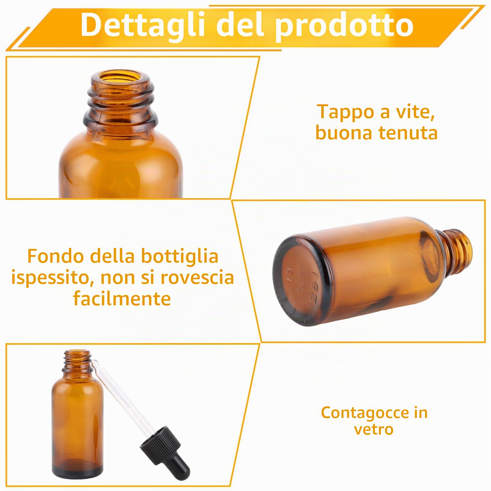 30 flaconi contagocce in vetro ambrato da 30 ml, con contagocce, per oli essenziali, oli profumati, aromaterapia, profumi, liquidi