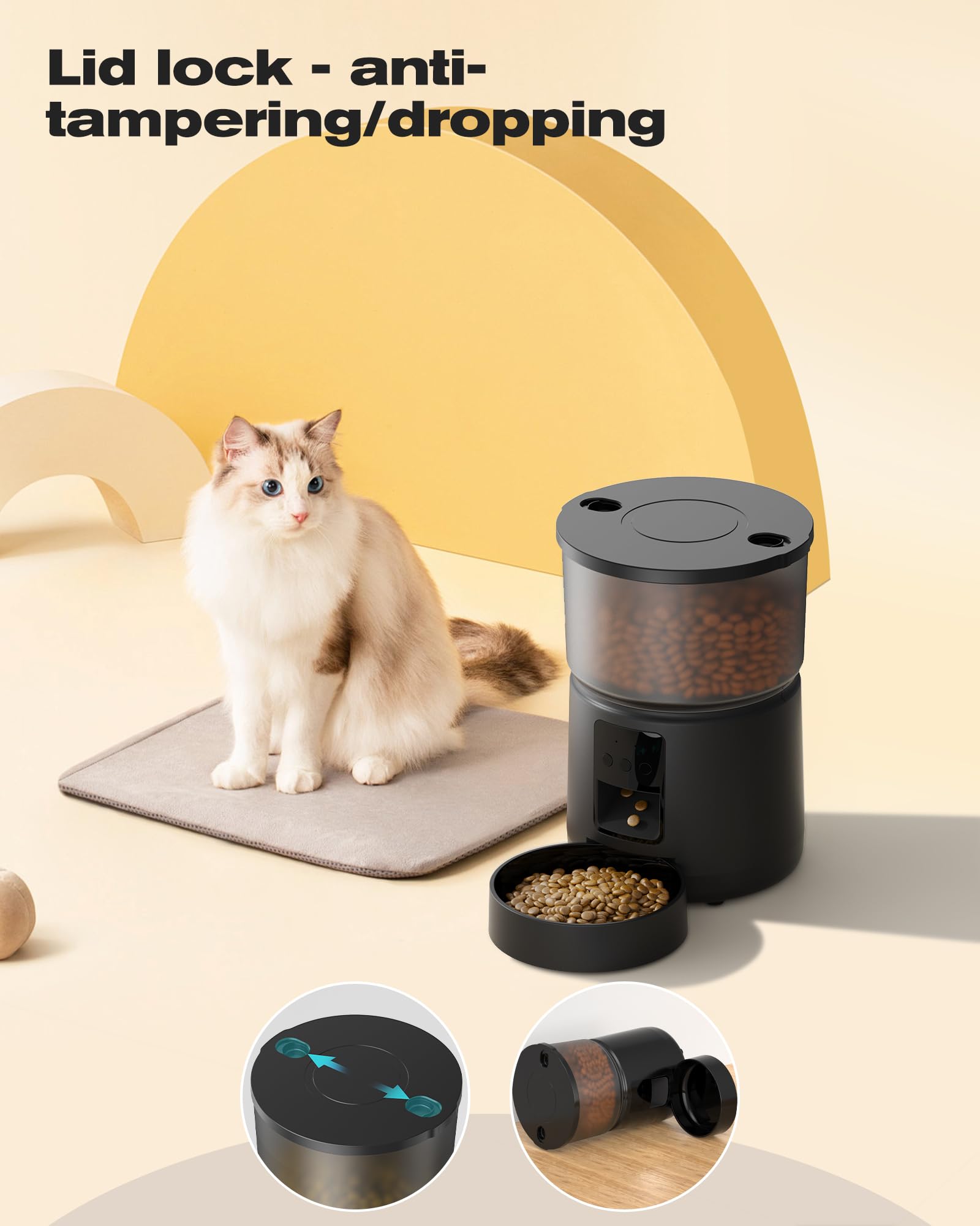 SOOFPET Distributore Automatico Cibo Gatti - 5G/2.4G WiFi Dispenser - Distributore Cibo Gatti Collegare APP - Alimentazione a Distanza - 10 Pasti al Giorno - Doppia Alimentazione - 3L Bianco