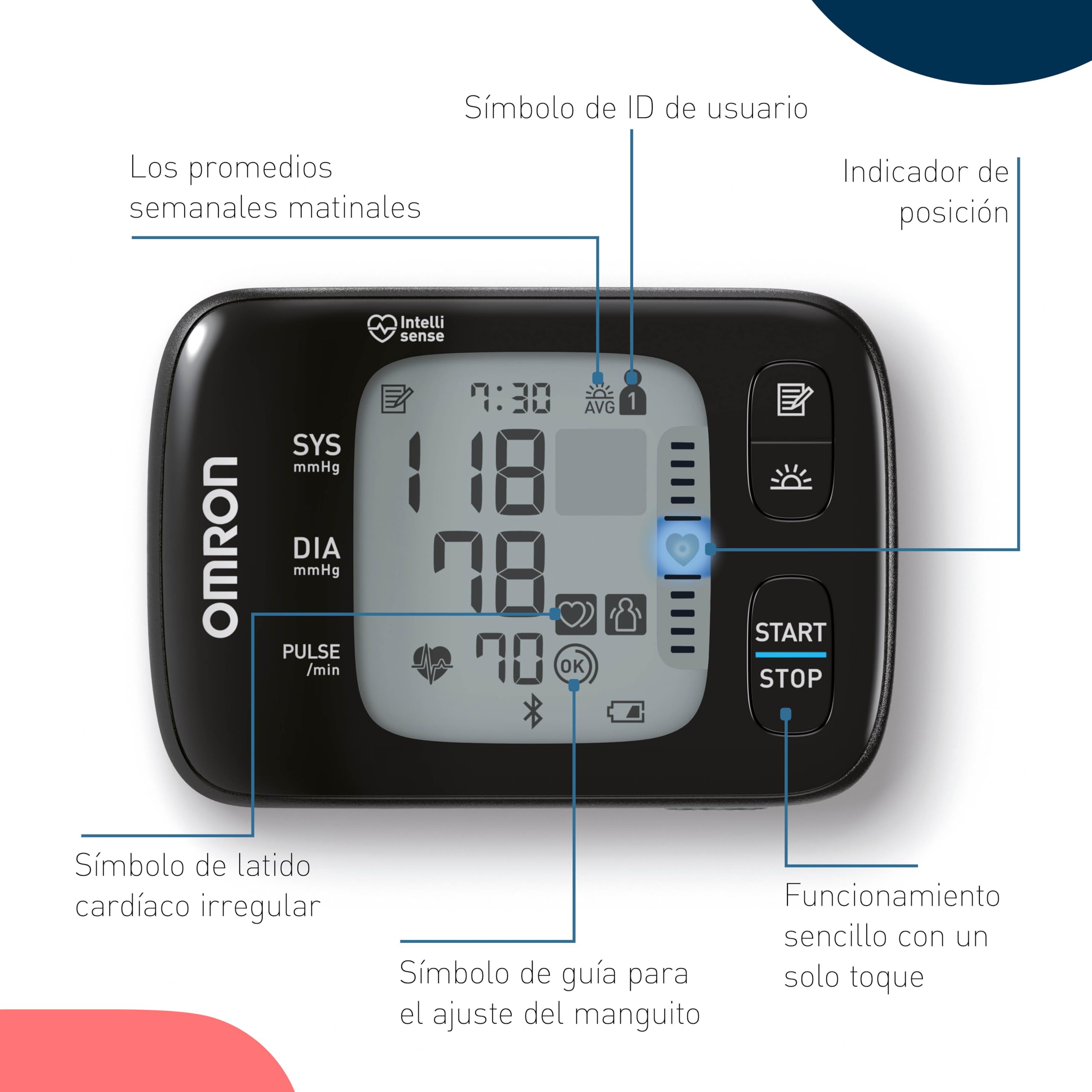 OMRON RS7 Intelli IT Tensiómetro de muñeca con Bluetooth, validado clinicamente