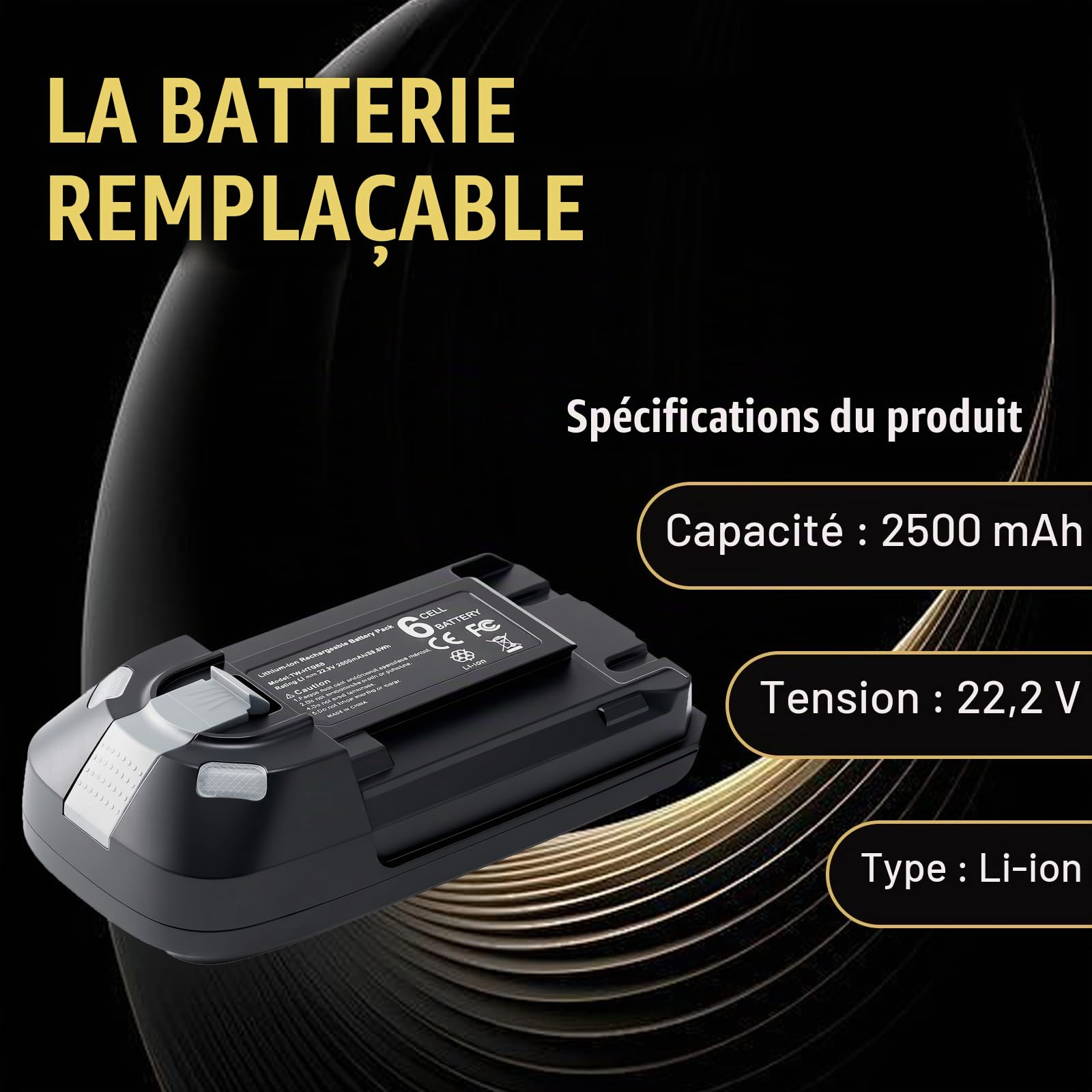 Batterie de rechange lithium-ion 22,2 V pour Rowenta X-Force Flex série 8.60, compatible avec les séries RH9638, RH9639, RH9678, RH9690 & TY96 EO96, remplace la batterie ZR009700, puissante et durable