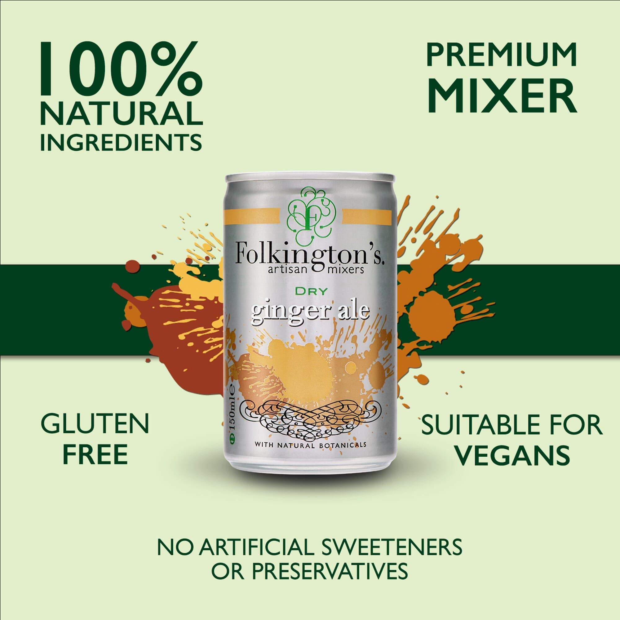 Folkingtons Dry Ginger Ale Mini lattine - 3x8x150ml