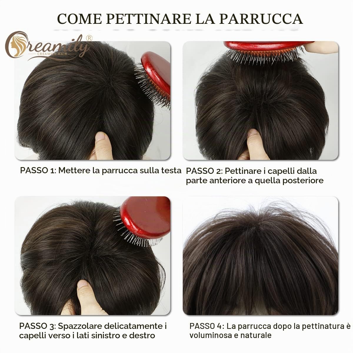 Creamily Parrucche corte castane, parrucca corta Pixie Cut con frangia per donne, parrucche sintetiche a strati naturali per capelli corti da donna, per cosplay, feste, uso quotidiano