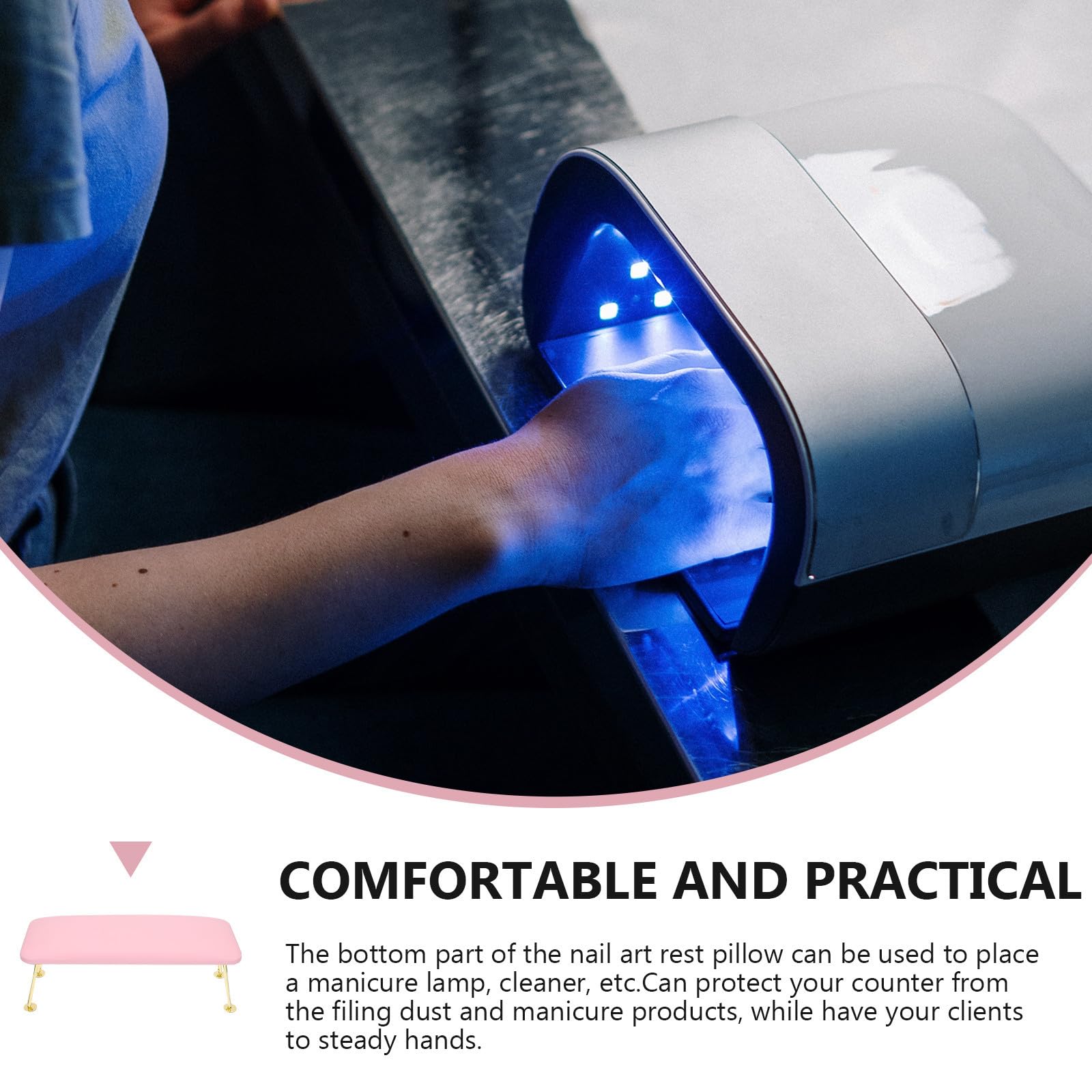 Cuscino per Manicure in Pelle Rosa Supporto Polso Ergonomico per Nail Art Antifatica e Poggiamano Estetista per Uso Professionale e Domestico