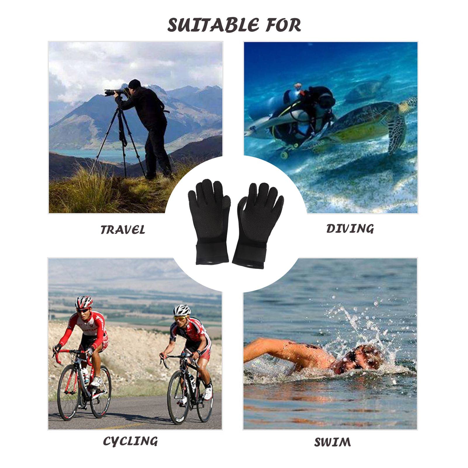 Honio Snorkeling Gloves Aramid Fiber 1 Pair 3mm Diving Mittens Cut Resistant (L)