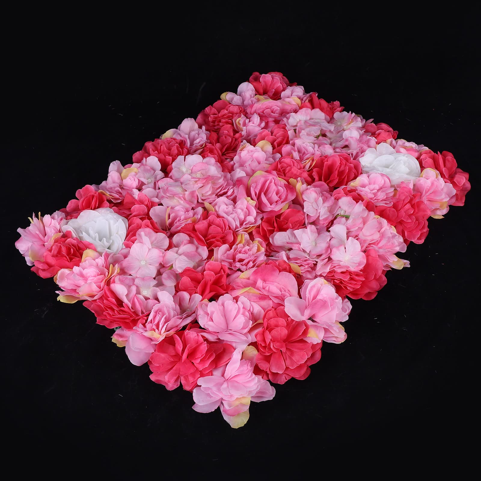 6 Stück Blumen Wandpaneel Künstliche Blumenwand Seidenrosen Wandpaneele 60x40cm Rosenwand Blume Panel, Blumenpaneele Hintergrund Wanddekoration für Hochzeit Party, Rot-Rosa