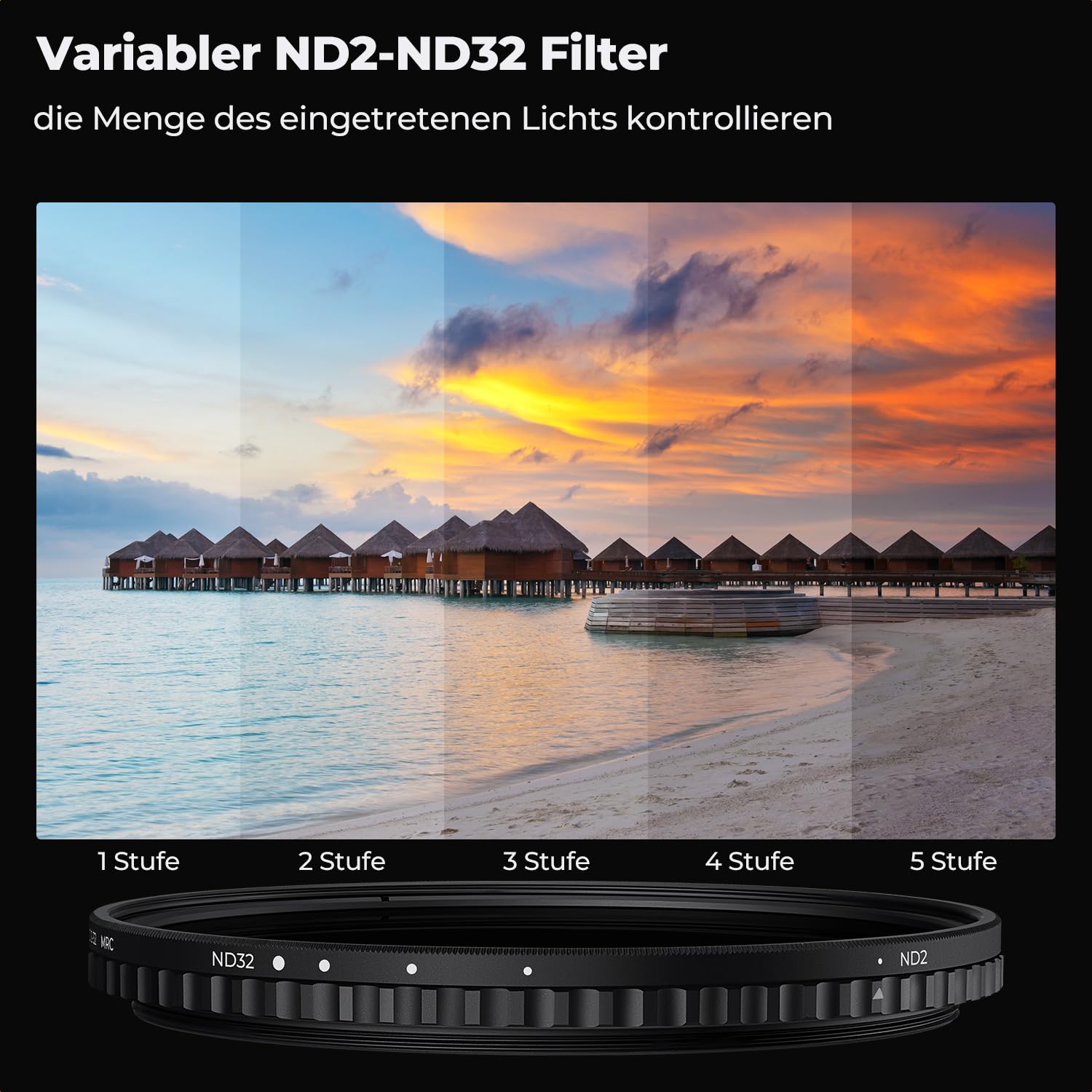 K&F CONCEPT Variabler ND Filter 67mm Variabler Graufilter ND2-32 (1-5 Blendenstufen) für Landschaftsfotografie&Viedofotografie (Nano-Xcel Serie)