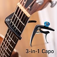 Vista 6 de Kit de Accesorios para Guitarra de Guitar Lab – Premium Caja de Metal con Correa para Guitarra, Cejilla, Afinador, Púas para Guitarras Acústicas