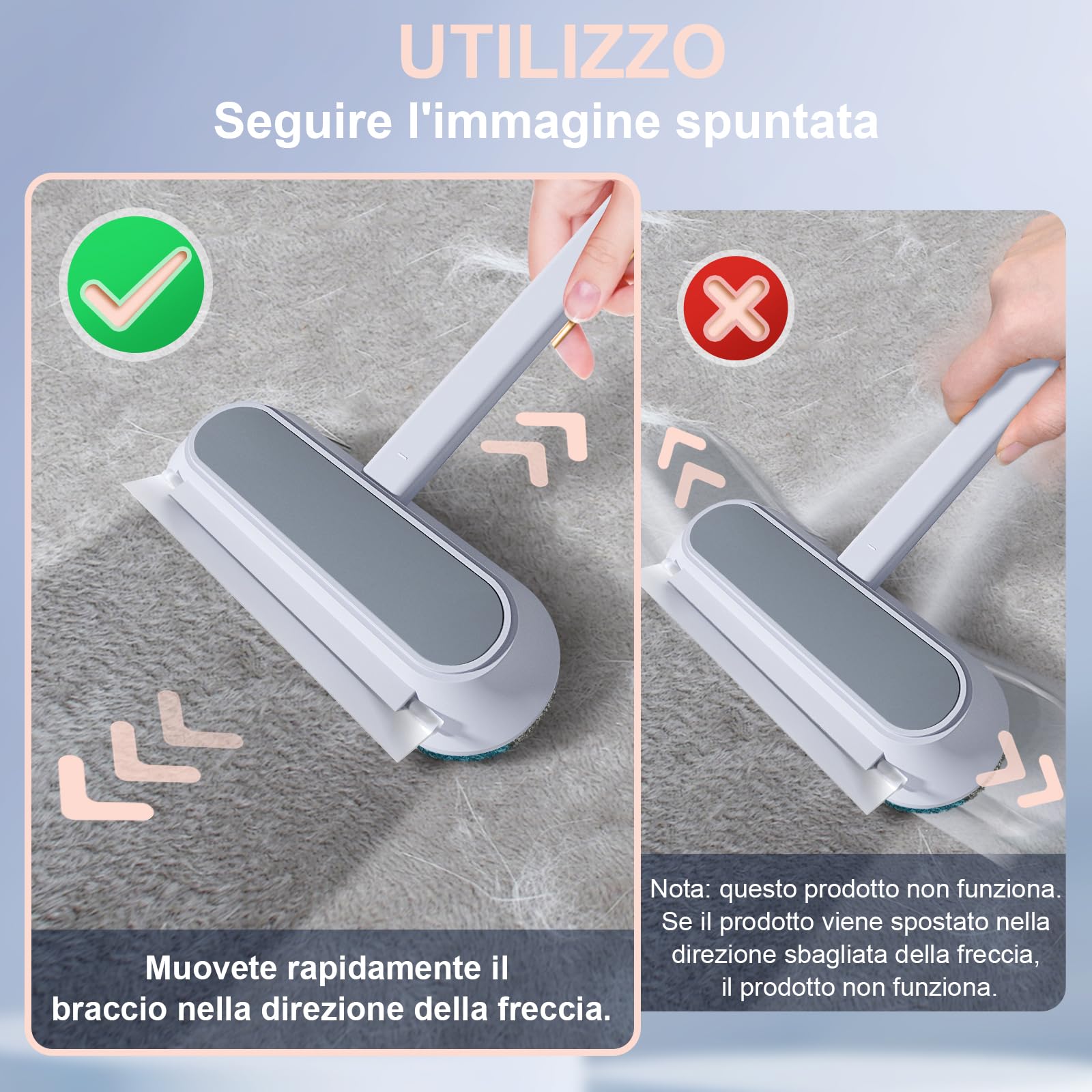 Set di spazzole per la rimozione dei peli di Animali Domestici 4 in 1 con Asta di prolunga per la rimozione dei peli di Cani e Gatti, riutilizzabili, Invece di Rotolo di Pelucchi, per divani,