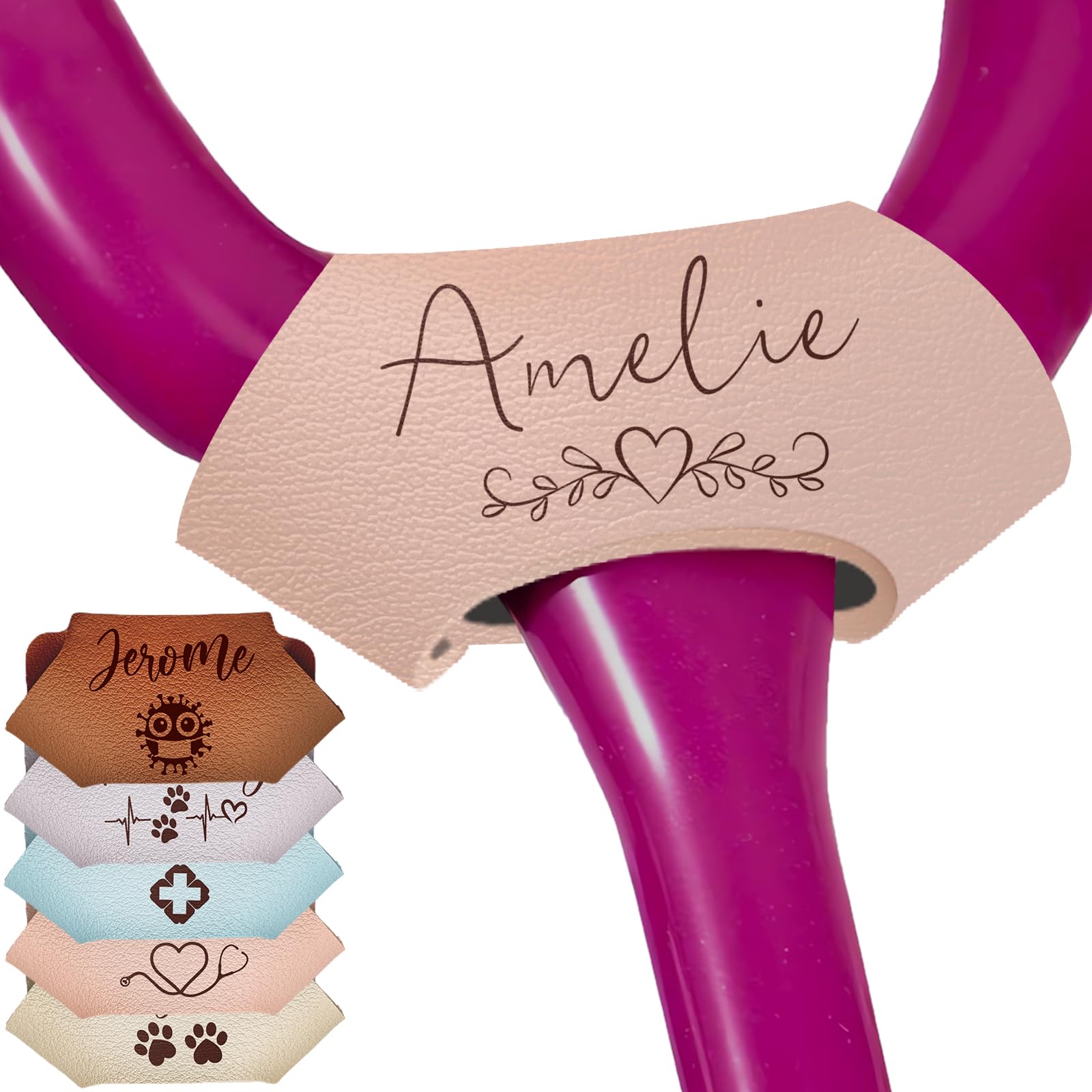 Nurse Stethoscope Name Tag Personalized Leather Tags Custom Engraved Stethoscope ID Tag Charms Nurse Accessories Graduation Nurses Week Gifts for Medical Assistant Doctor Work